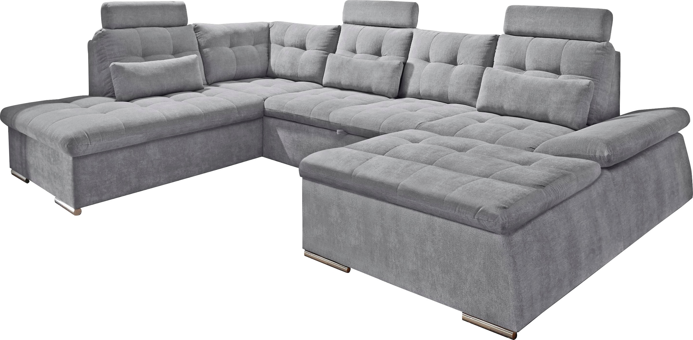 ED EXCITING DESIGN Paysage de salon »Nalo U-Form mit Bettfunktion, Bettkasten« réglage des accoudoirs, appuie-têtes & 3 coussins lombaires