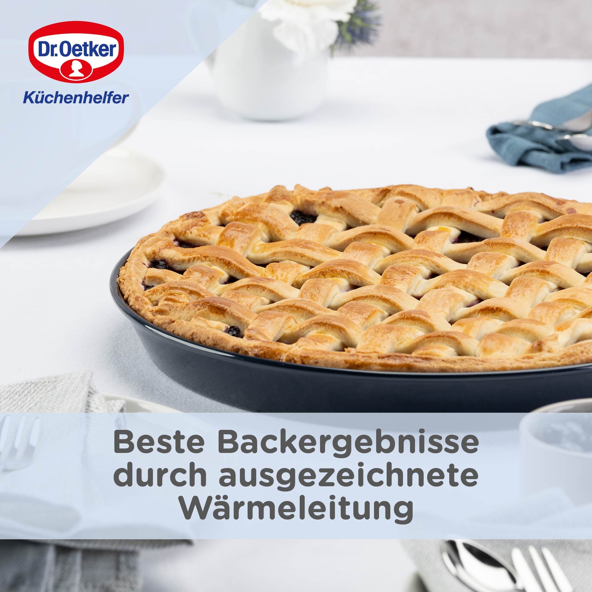 Dr. Oetker Küchenhelfer Plaque à gâteaux »Back-Liebe Emaille, 30 cm« 1 cuis tlg. Schnitt- & kratzfeste Backform mit Emaille & Antihaft-Beschichtung