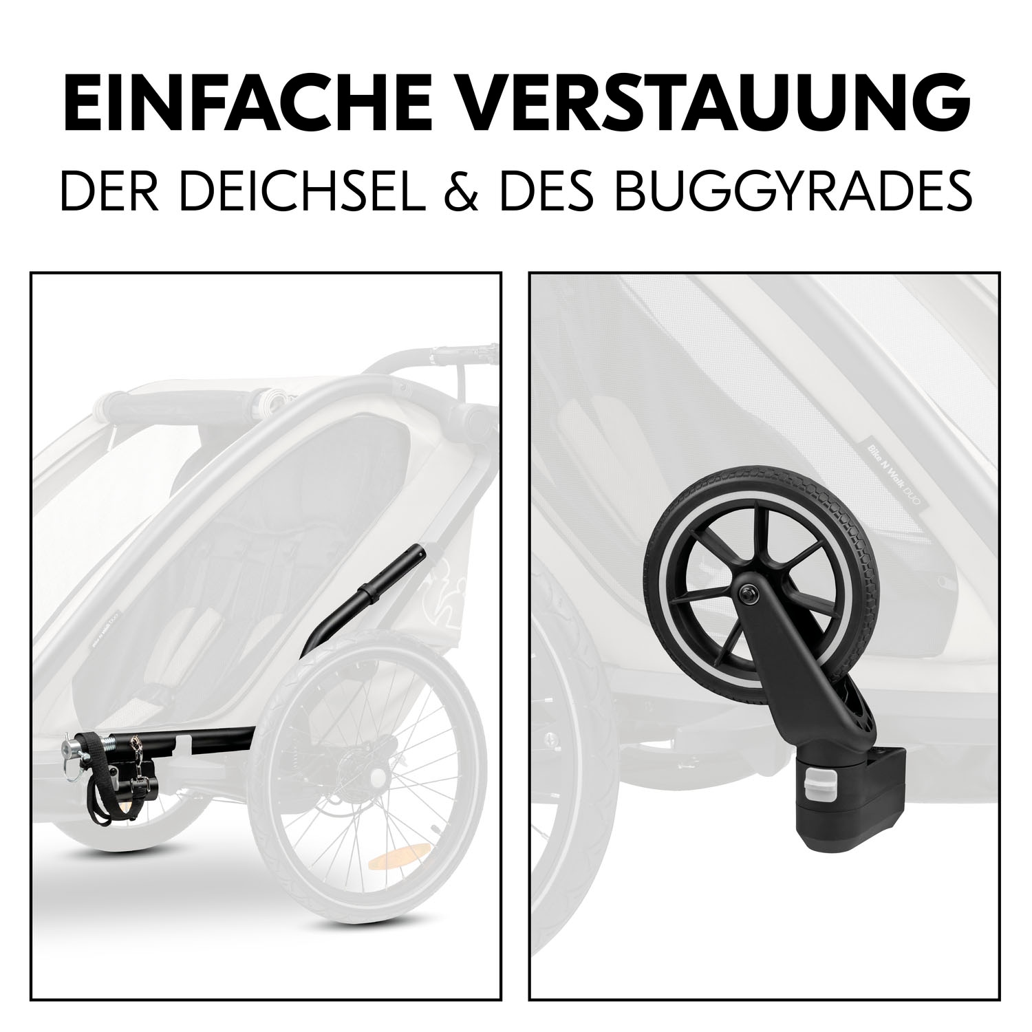 Hauck Fahrradkinderanhänger »Bike N Walk Duo« für 2 Kinder, inkl. Deichsel