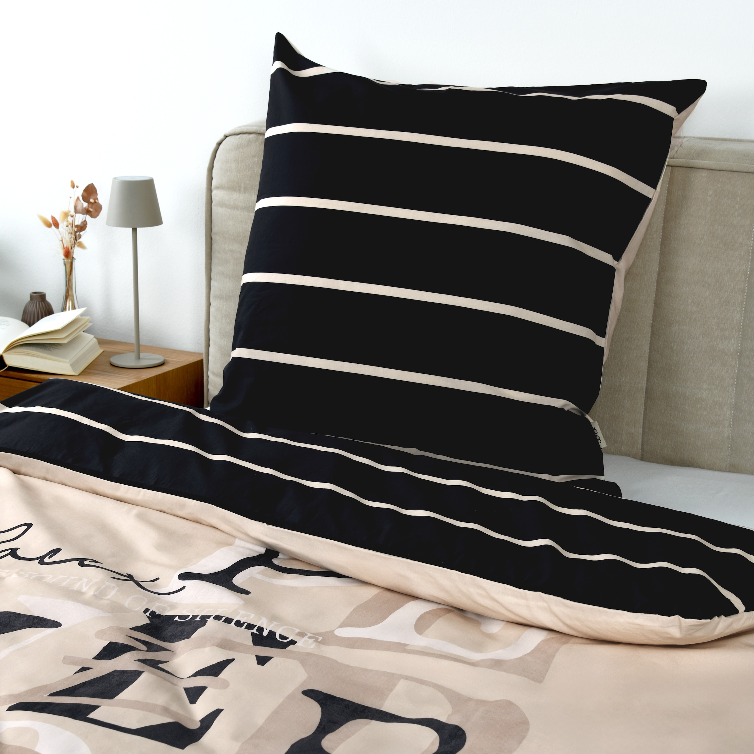 SOCCX Linge de lit réversible »Coastal Stripes« 2 étiquette tissée