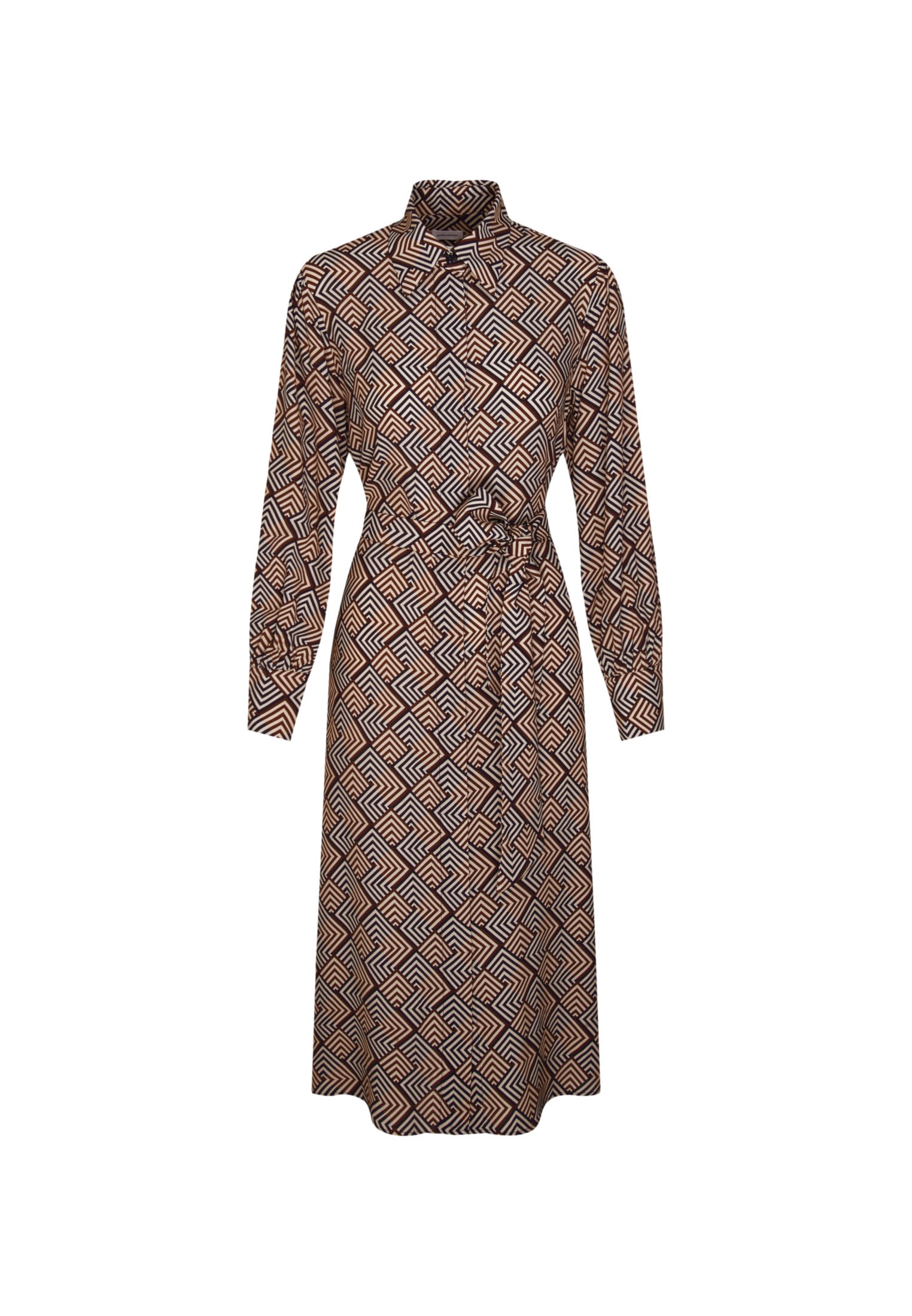 seidensticker Sommerkleid »Schwarze Rose« Langarm Kragen Geometrische Muster
