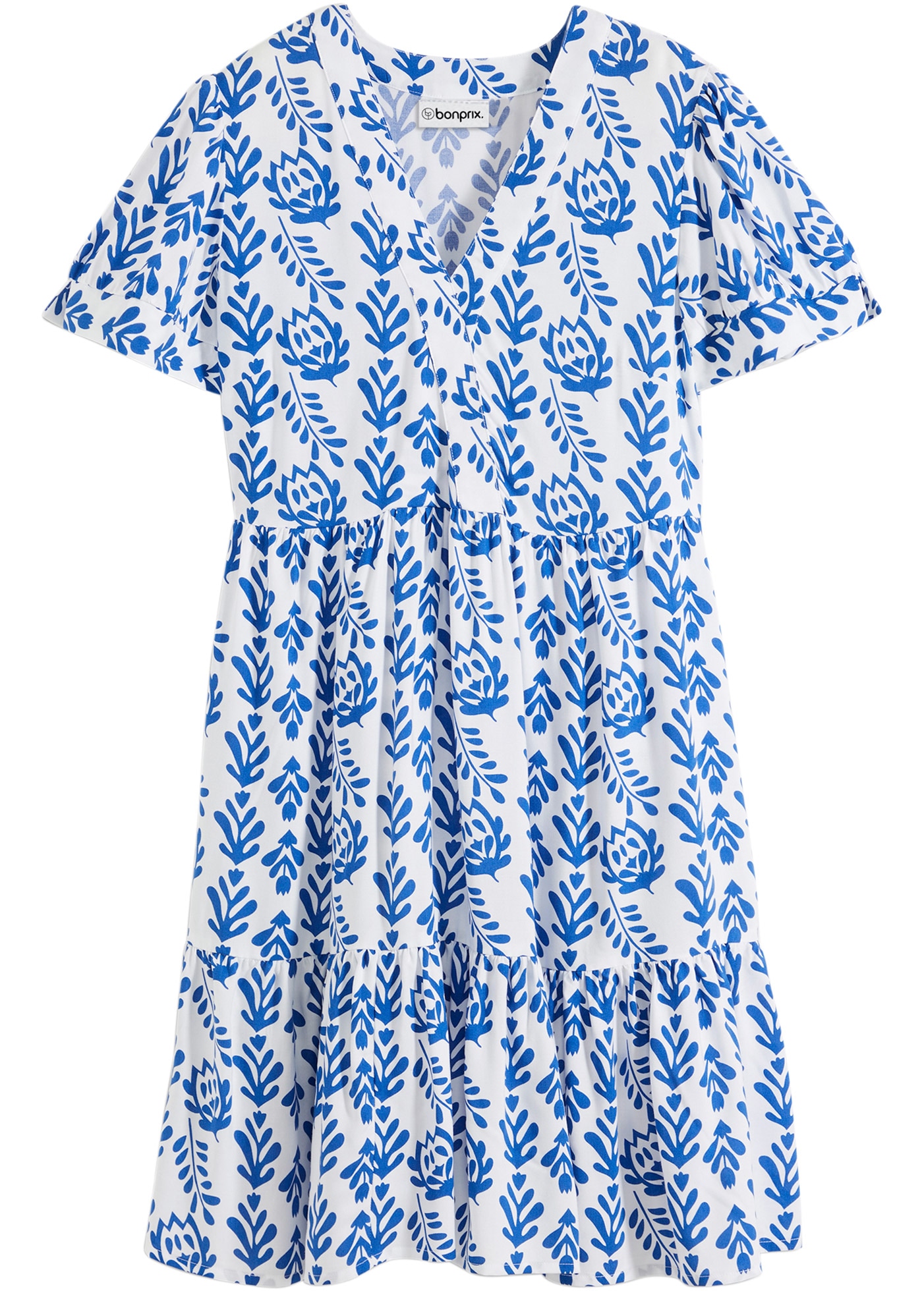 bonprix Robe tunique 1 tlg. für Frühling und Sommer, aus reiner Viskose, mit Volants, Halbarm