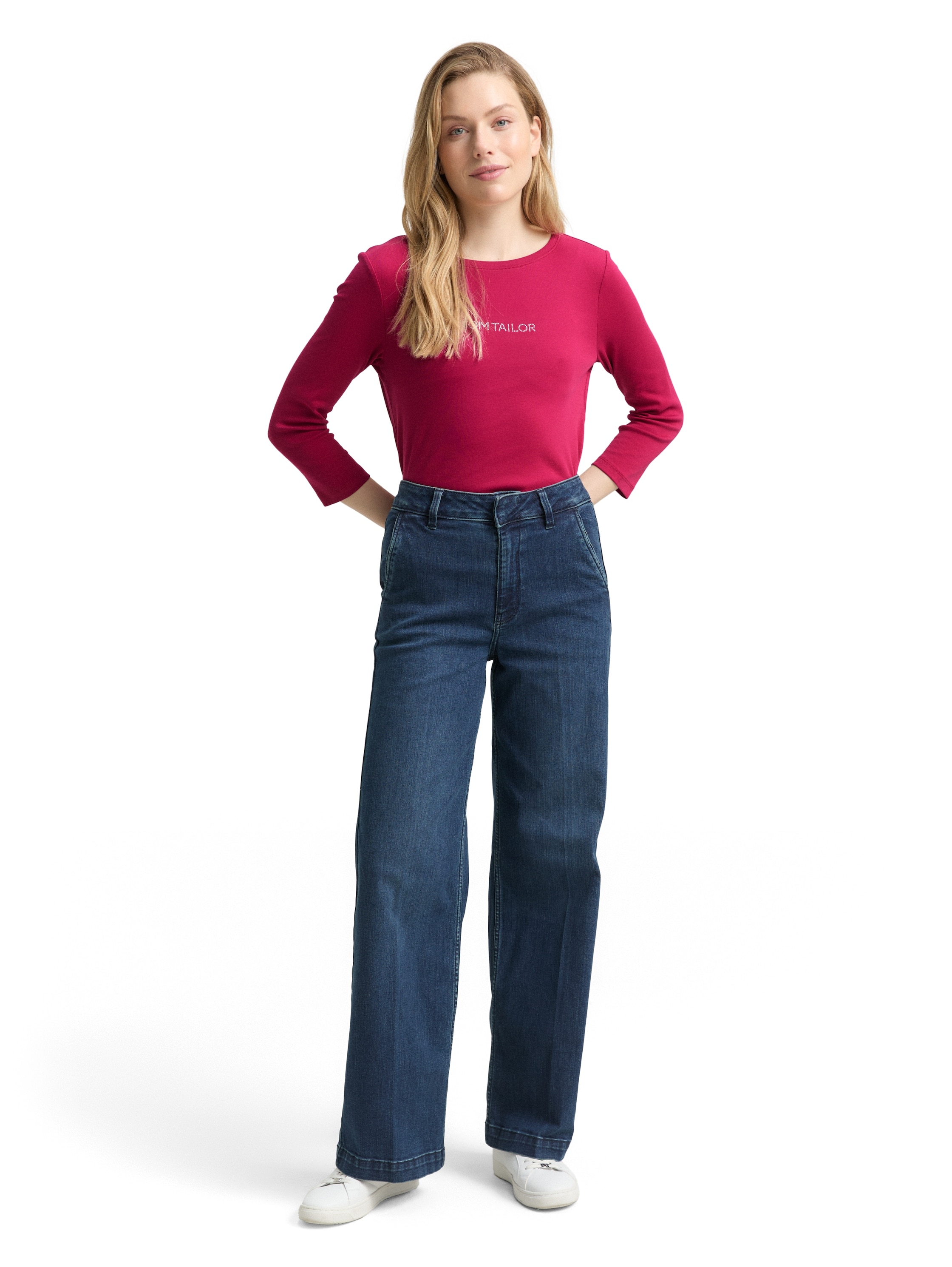 TOM TAILOR T-shirt à manches 3/4 , mit Logo Schriftzug
