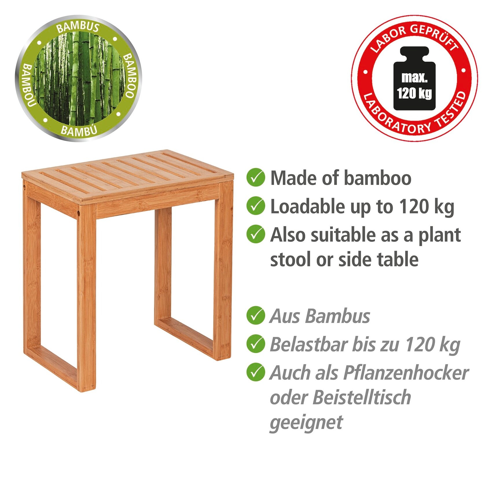 WENKO Tabouret »Bambusa« LxPxH : 40x46x30 cm