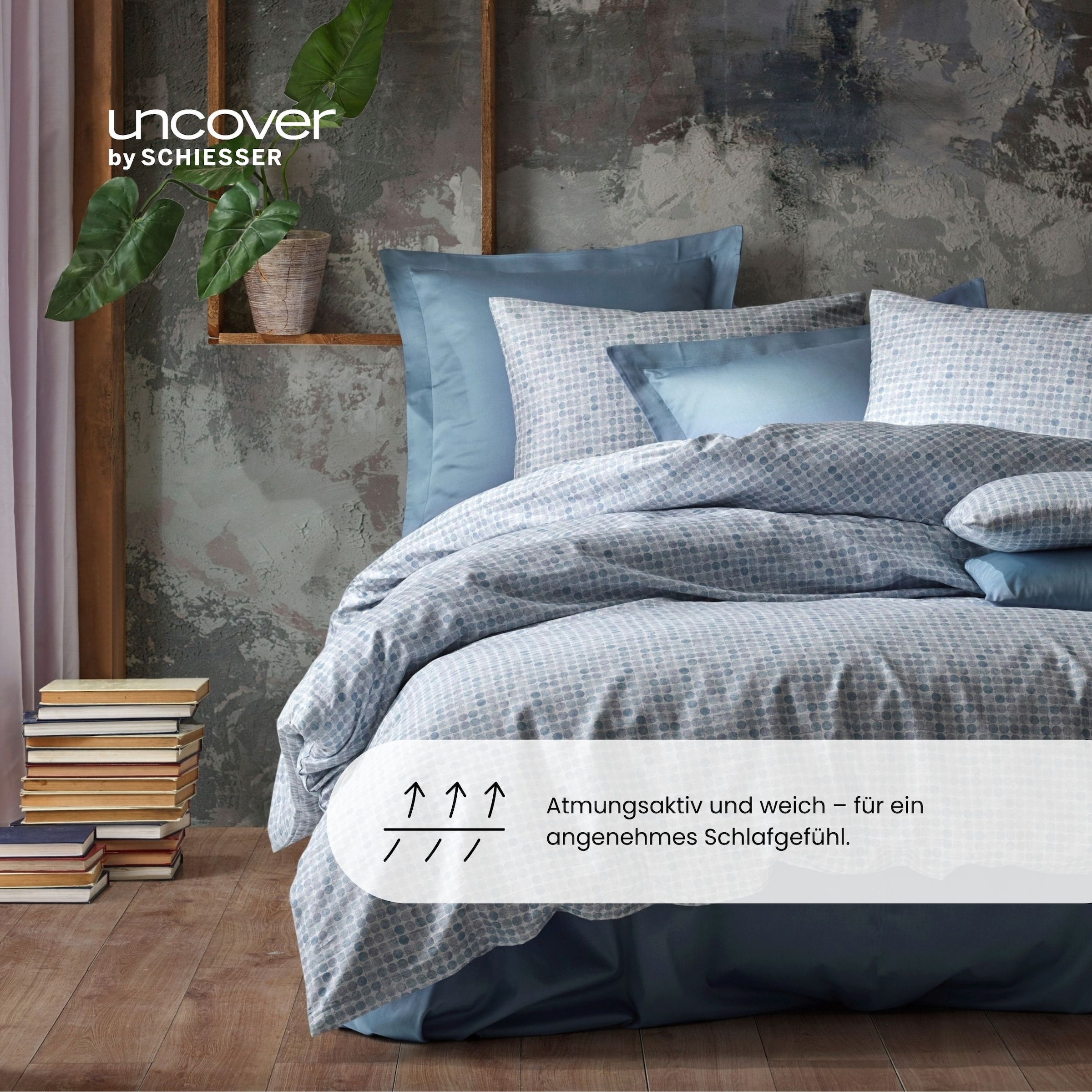 uncover by SCHIESSER Linge de lit »Punto aus edlem Baumwollsatin, 135x200 cm + 80x80 cm« 2 cuis Made in Green