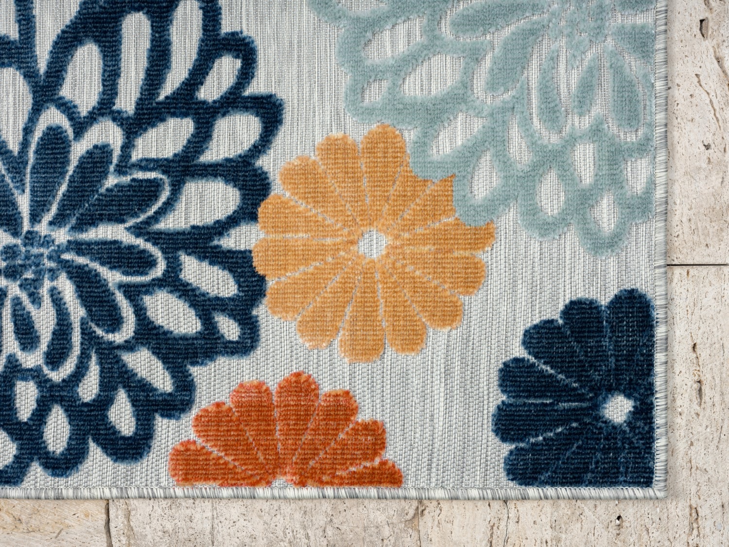 Myflair Möbel & Accessoires Teppich »Bloom, LAGERRÄUMUNG!« rechteckig 8 mm Höhe Blumen Motiv, Hoch-Tief Effekt, Outdoor geeignet, Balkon, Terrasse