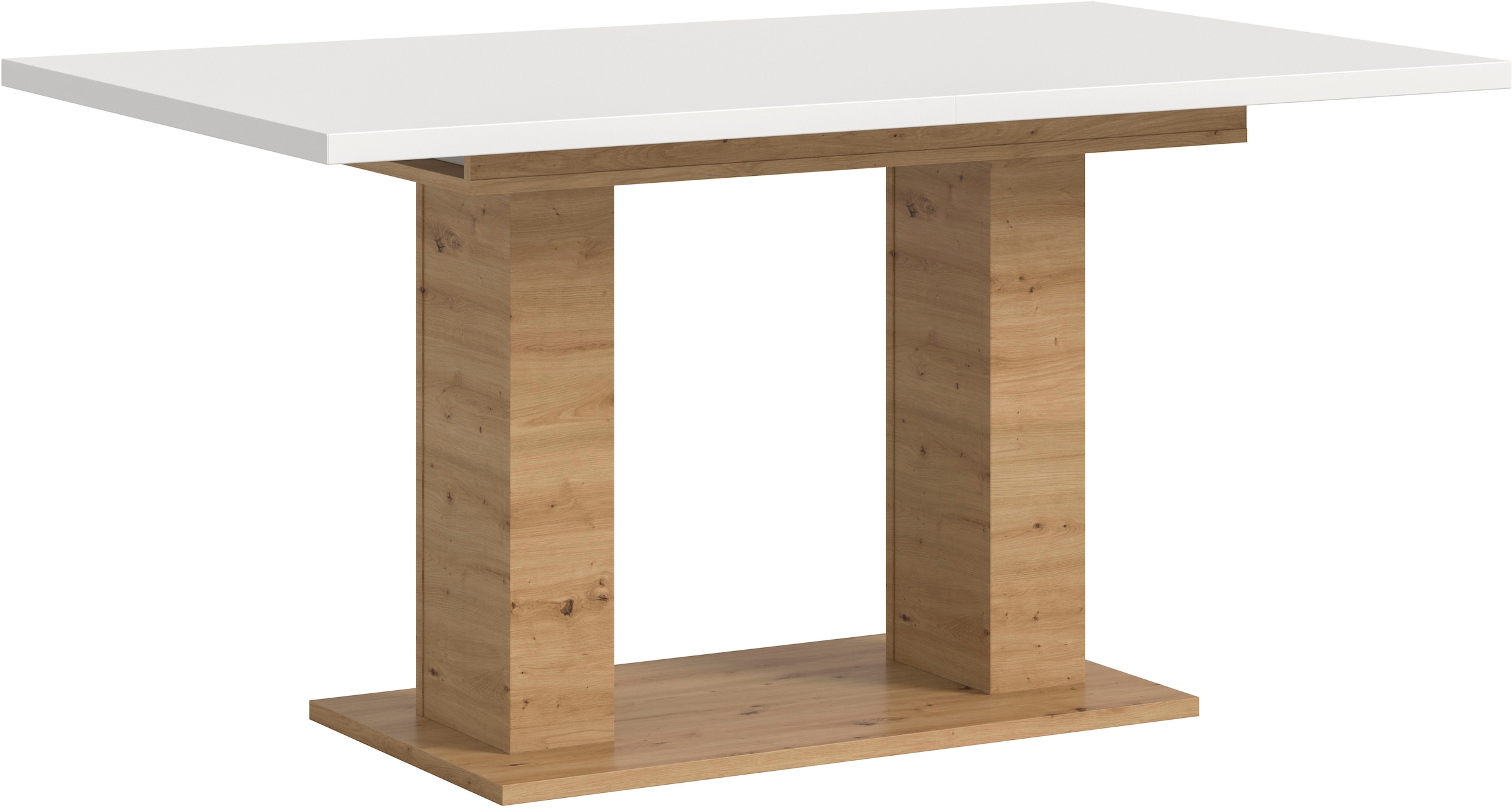 Home affaire Esstisch »Motus, ausziehbar 150 -190 cm, inklusive 40 cm Einlegeplatte« Set, 1 Stk. tlg. Doppelsäulengestell mit Bodenplatte, Tisch, Esstisch, Küche
