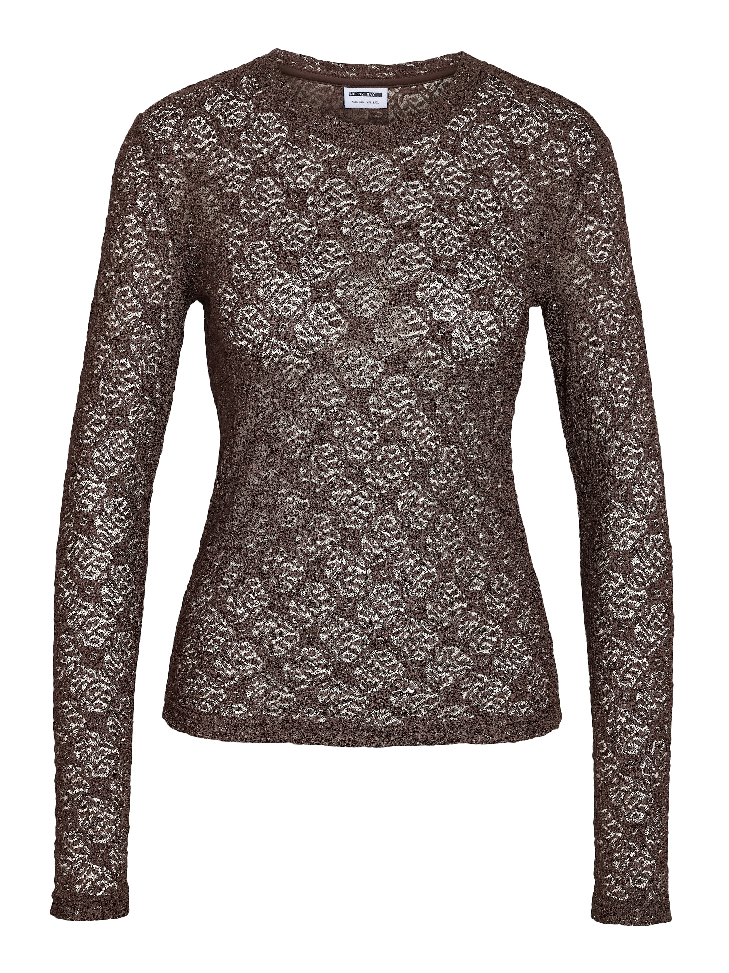 Noisy may Spitzenshirt »NMJUDITH L/S LACE TOP NOOS« Kunstfaser, regular fit