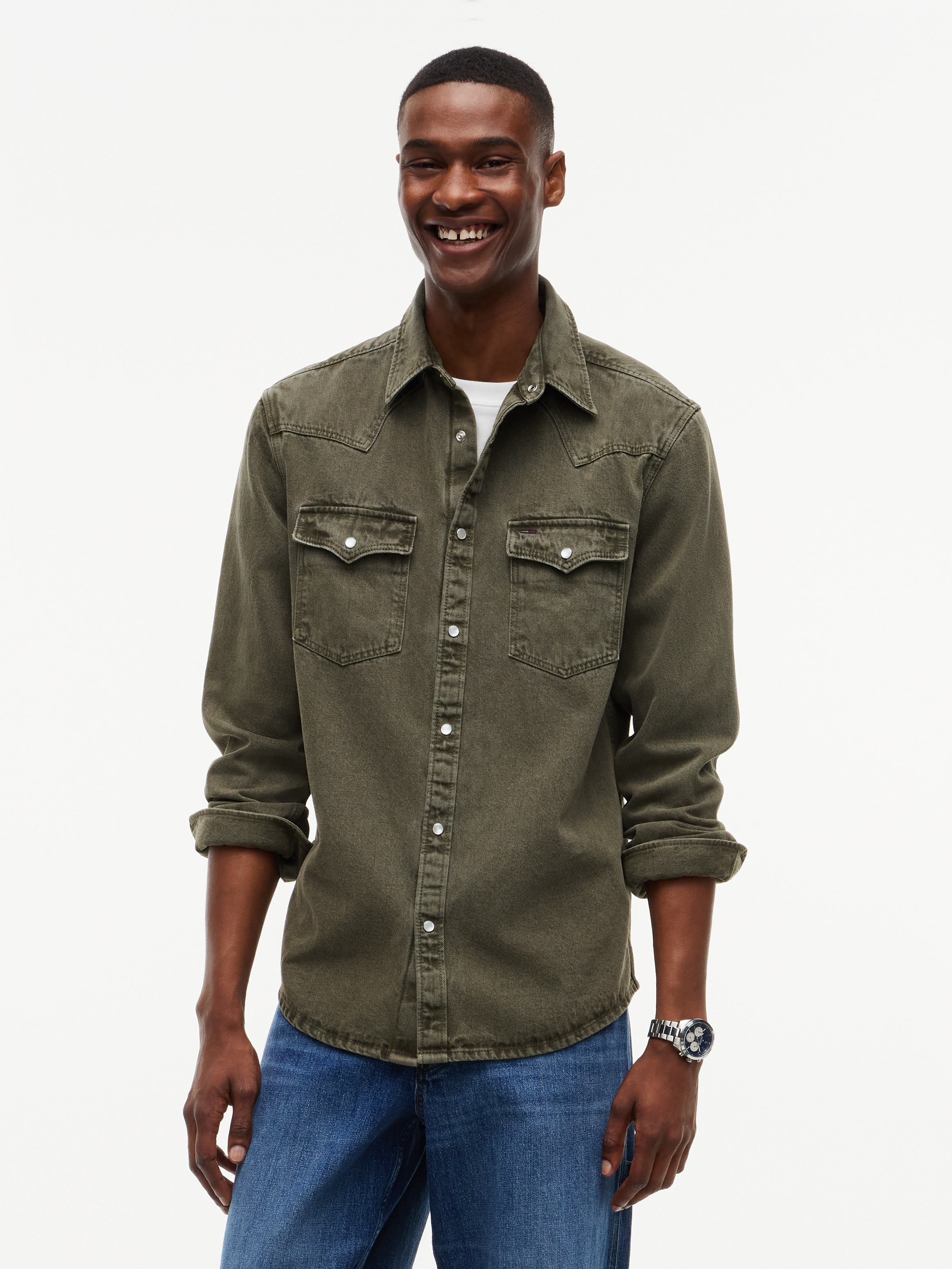 Tommy Jeans Chemise à manches longues »REGULAR WASHED WESTERN SHIRT« Coupe régulière avec col chemise