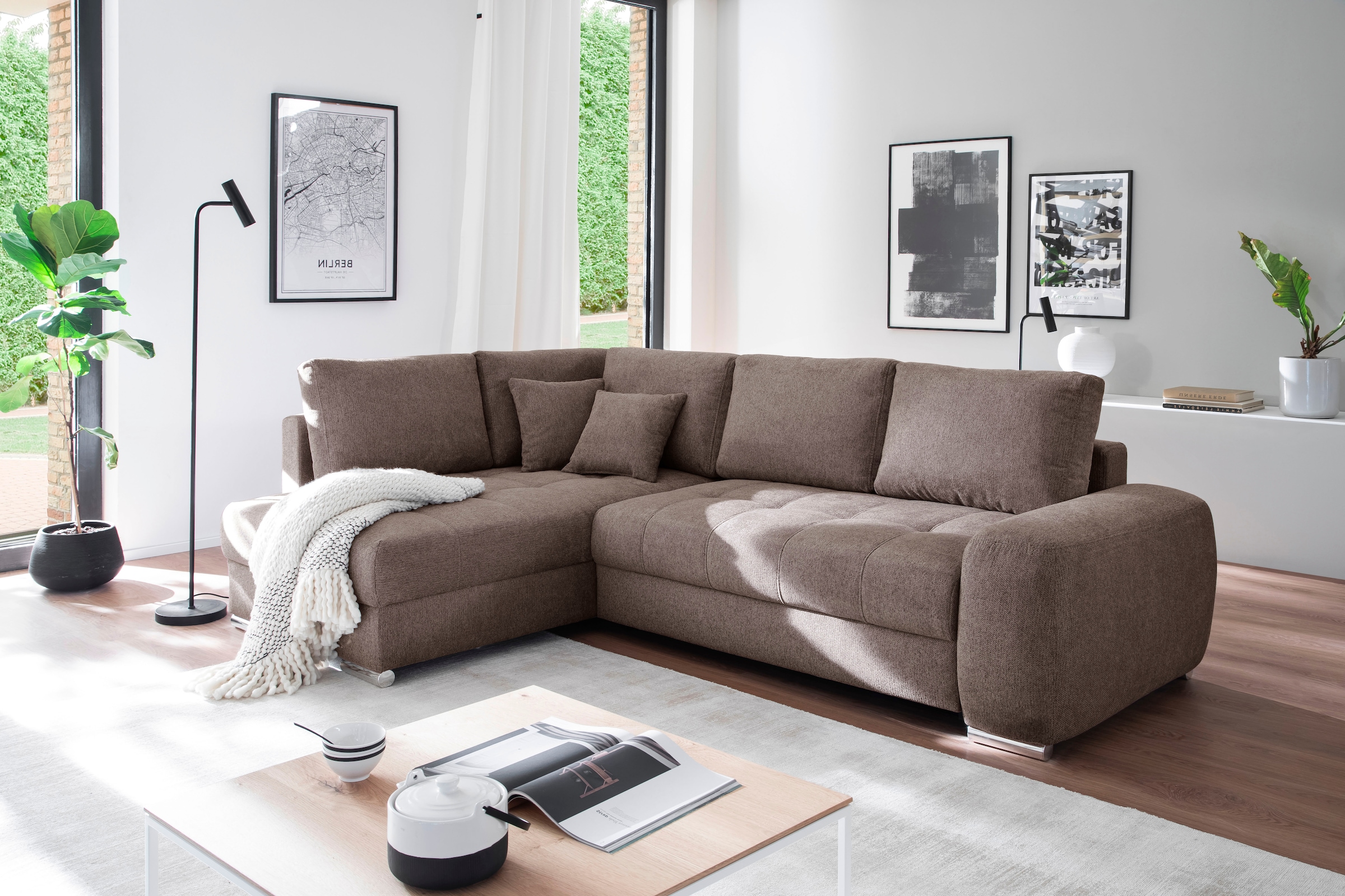 Mr. Couch Canapé d'angle »Mykonos, L-Form, Dauerschläfer« mit DuraSpring-Taschenfederkern bis 140 kg belastbar