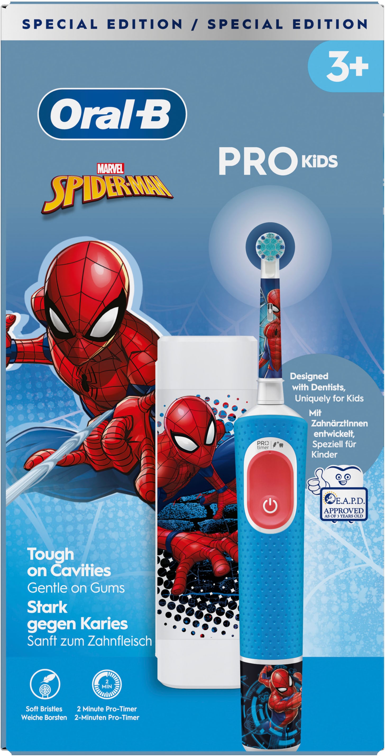 Oral-B Brosse à dents électrique »Pro Kids Spiderman« 1 cuis Aufsteckbürsten für Kinder ab 3 Jahren