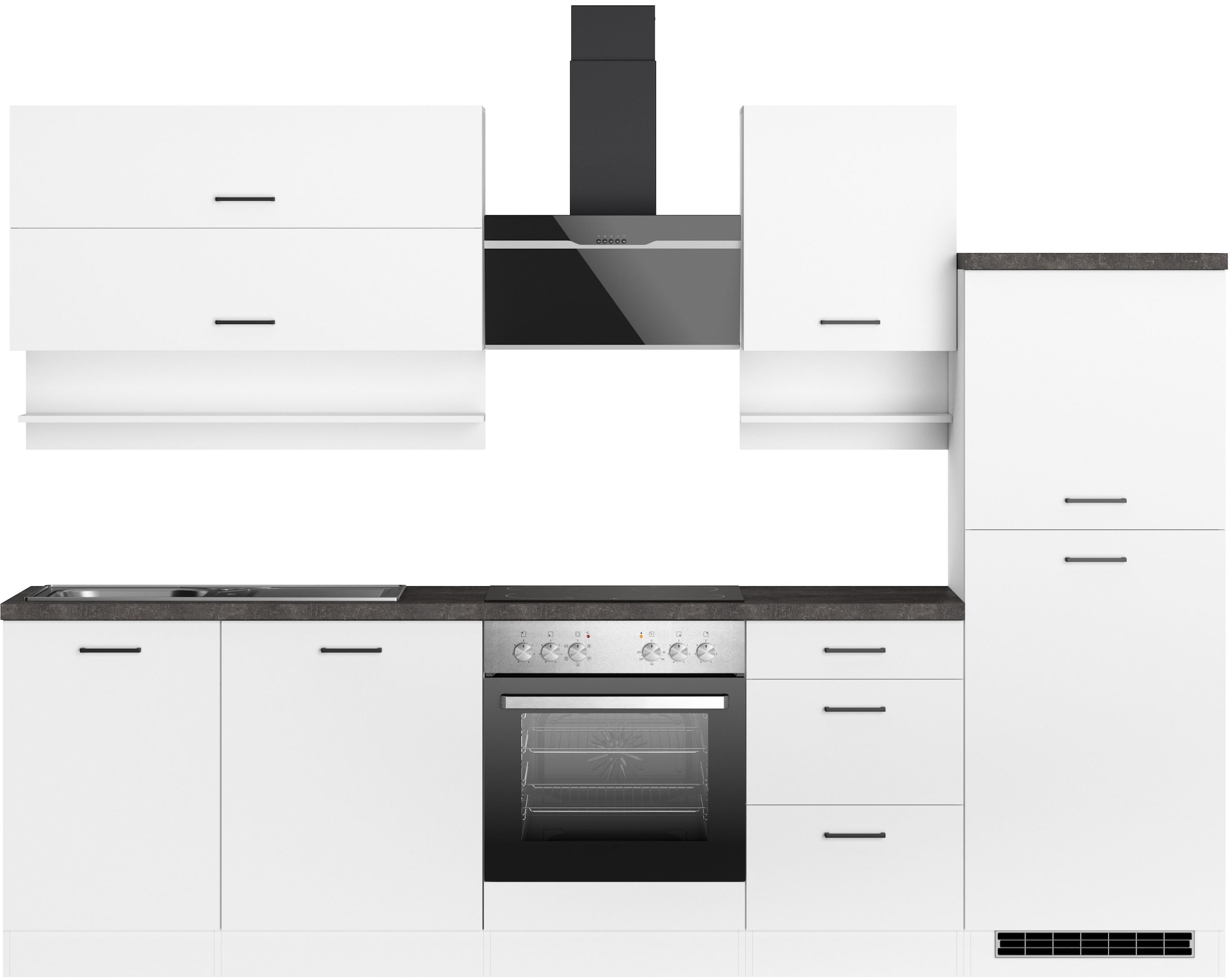 KOCHSTATION Kitchenette »KS-Frieda Breite 280 cm« au choix avec appareils électriques, avec plan de travail épais de 38mm