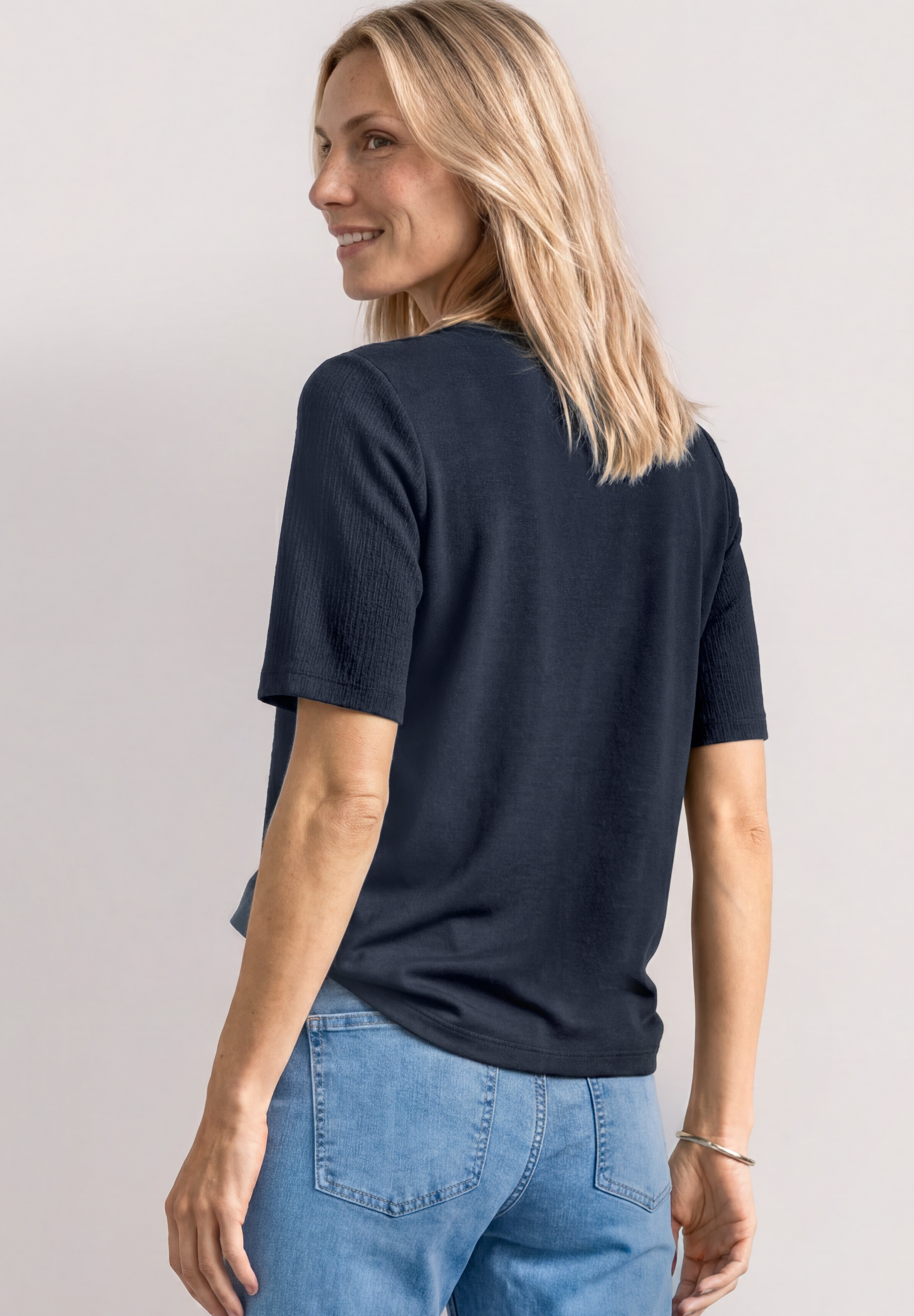 STREET ONE T-shirt à manches courtes t-shirt d'été manches courtes avec détails à boutons
