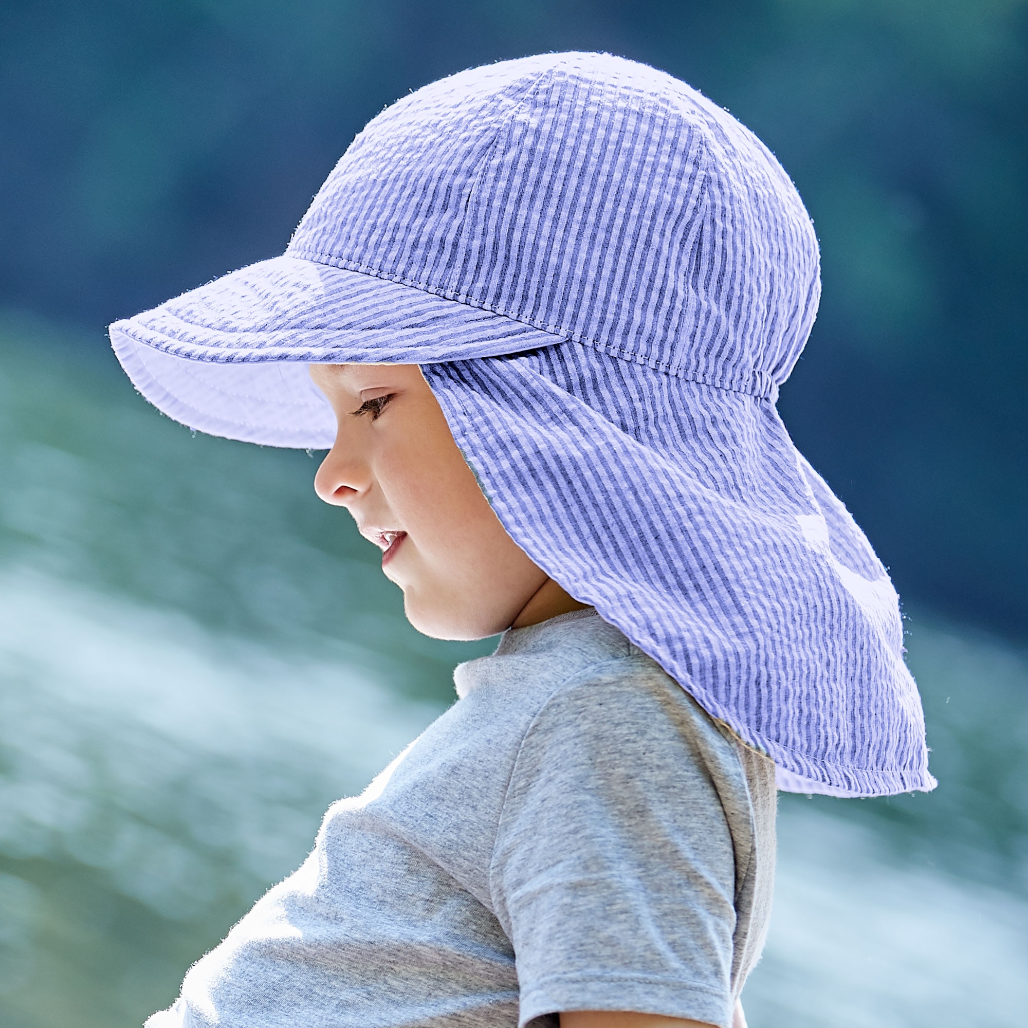 MAXIMO Casquette à visière 1 cuis zum Binden, Seersucker, Nackenschutz, Unisex, Kleinkind