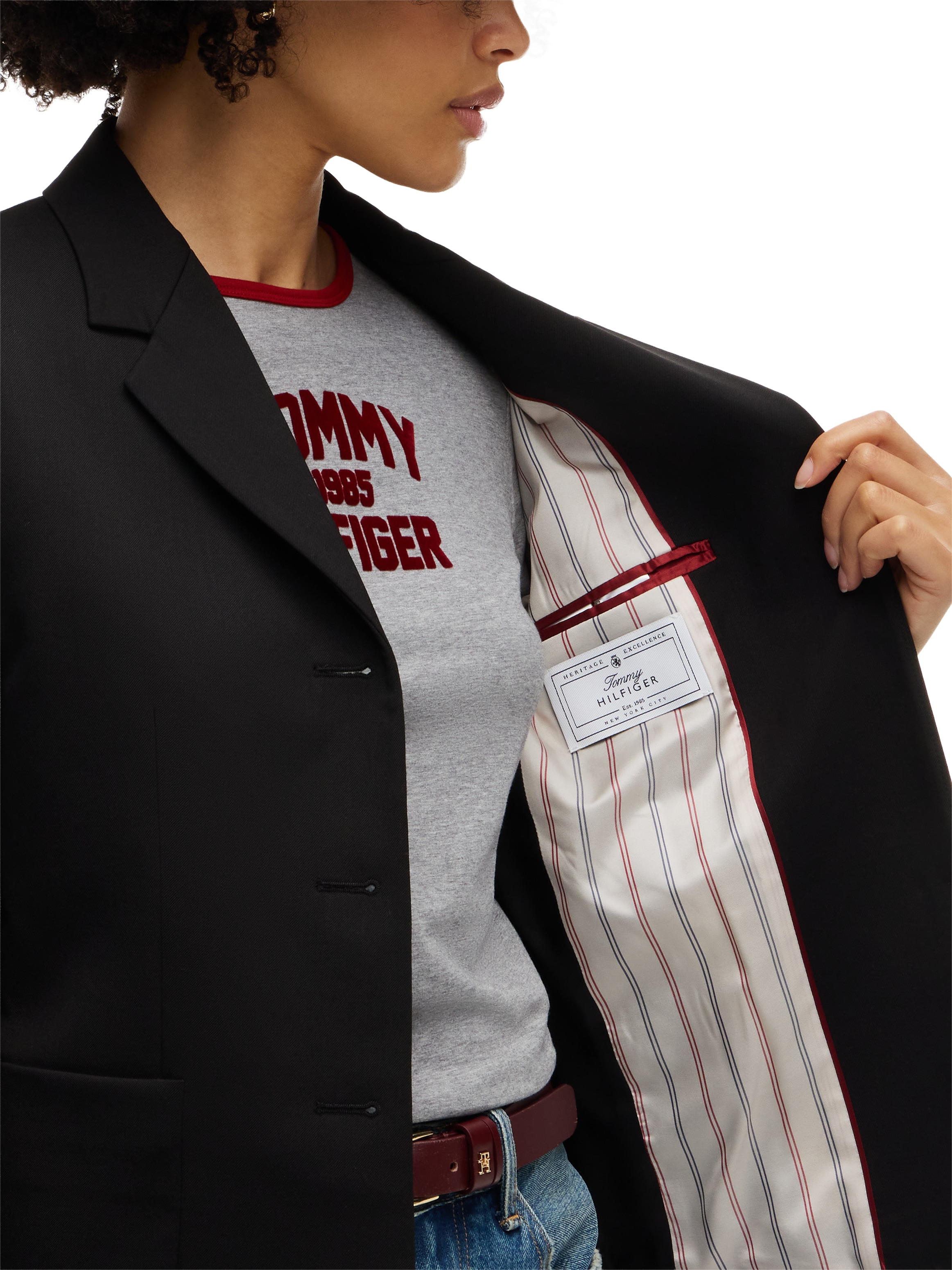 Tommy Hilfiger Blazer court »TIMELESS WOOL 3 BUTTON BLAZER« Mélange de matériaux, avec laine et stretch