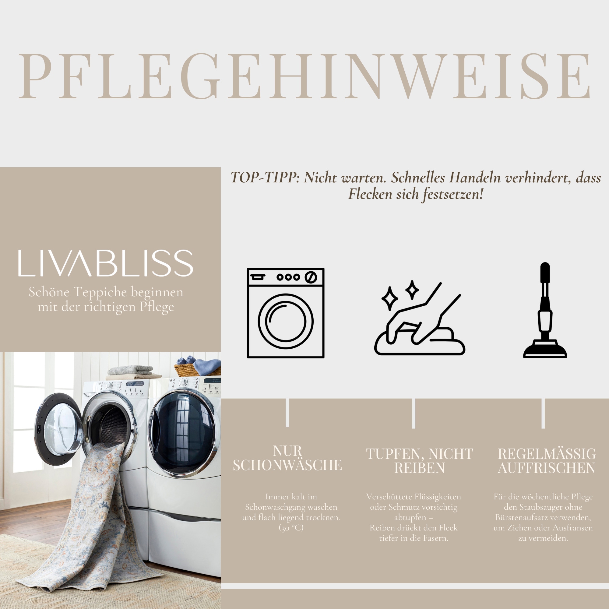 Livabliss Teppich »RABAT« rechteckig 8 mm Höhe Orient-Optik, Vintage Design, Boho Stil, Kurzflor, Wohnzimmer