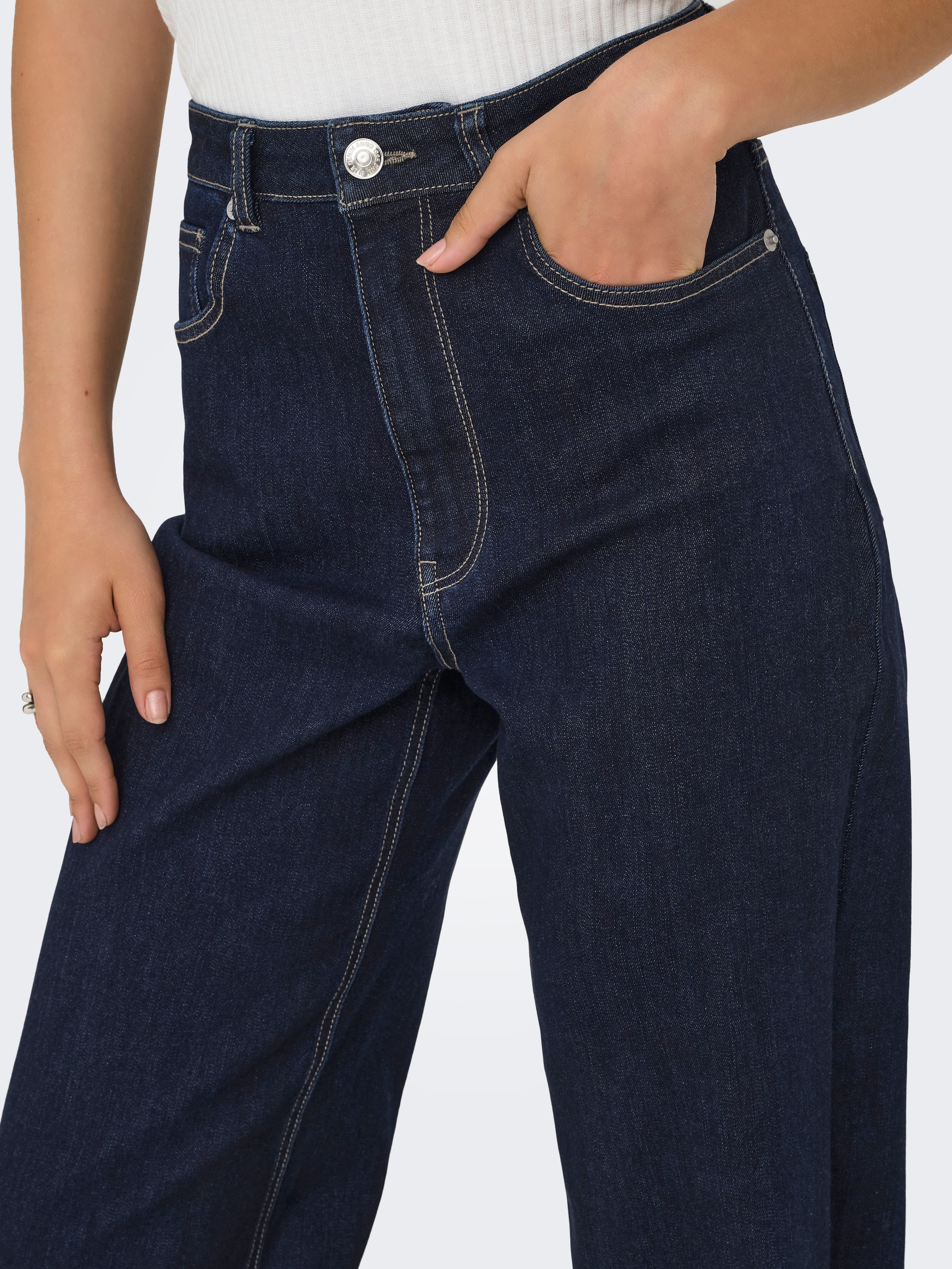 ONLY Jeans taille haute »ONLJUICY-WAUW HW WIDE DNM GUA334 NOOS« mélange de matières, taille haute, coupe large