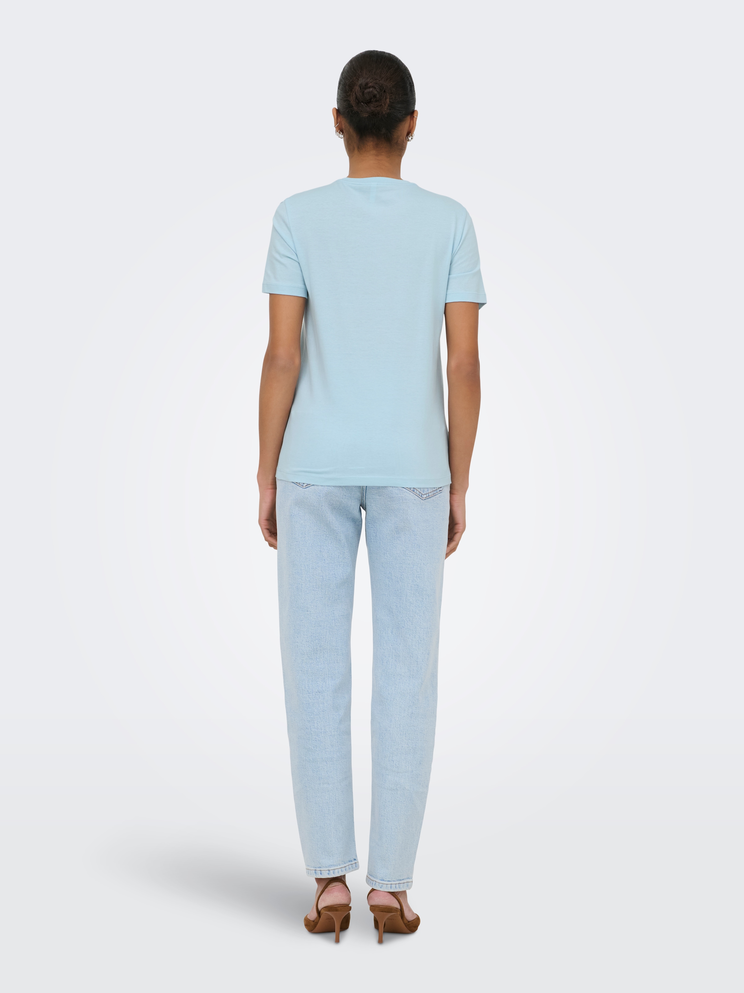 ONLY T-shirt »ONLKITA S/S PEARL TOP BOX JRS« coton, coupe régulière, col rond