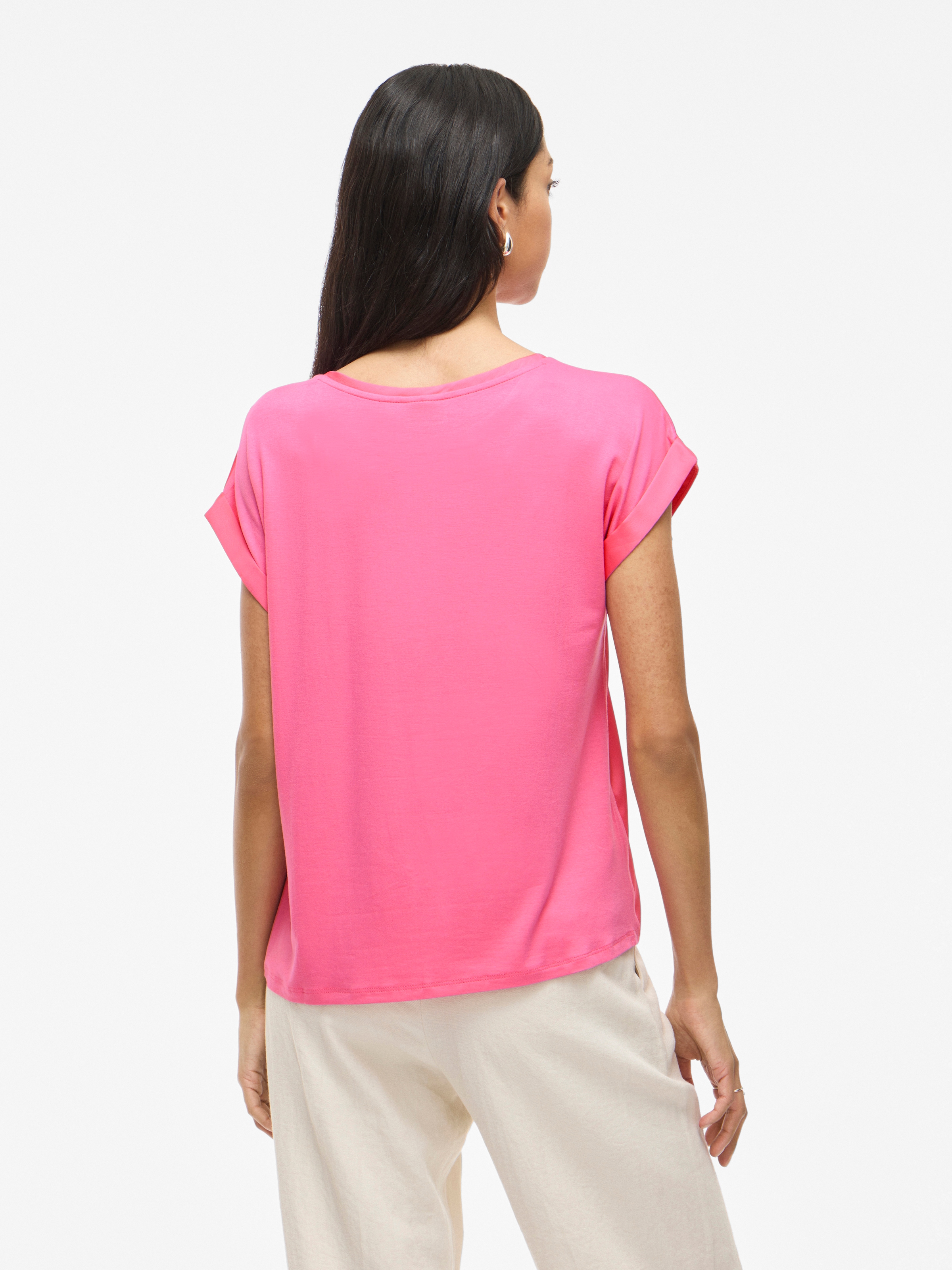 Vila Kurzarmshirt »VIELLETTE S/S SATIN TOP - NOOS« Satin Optik