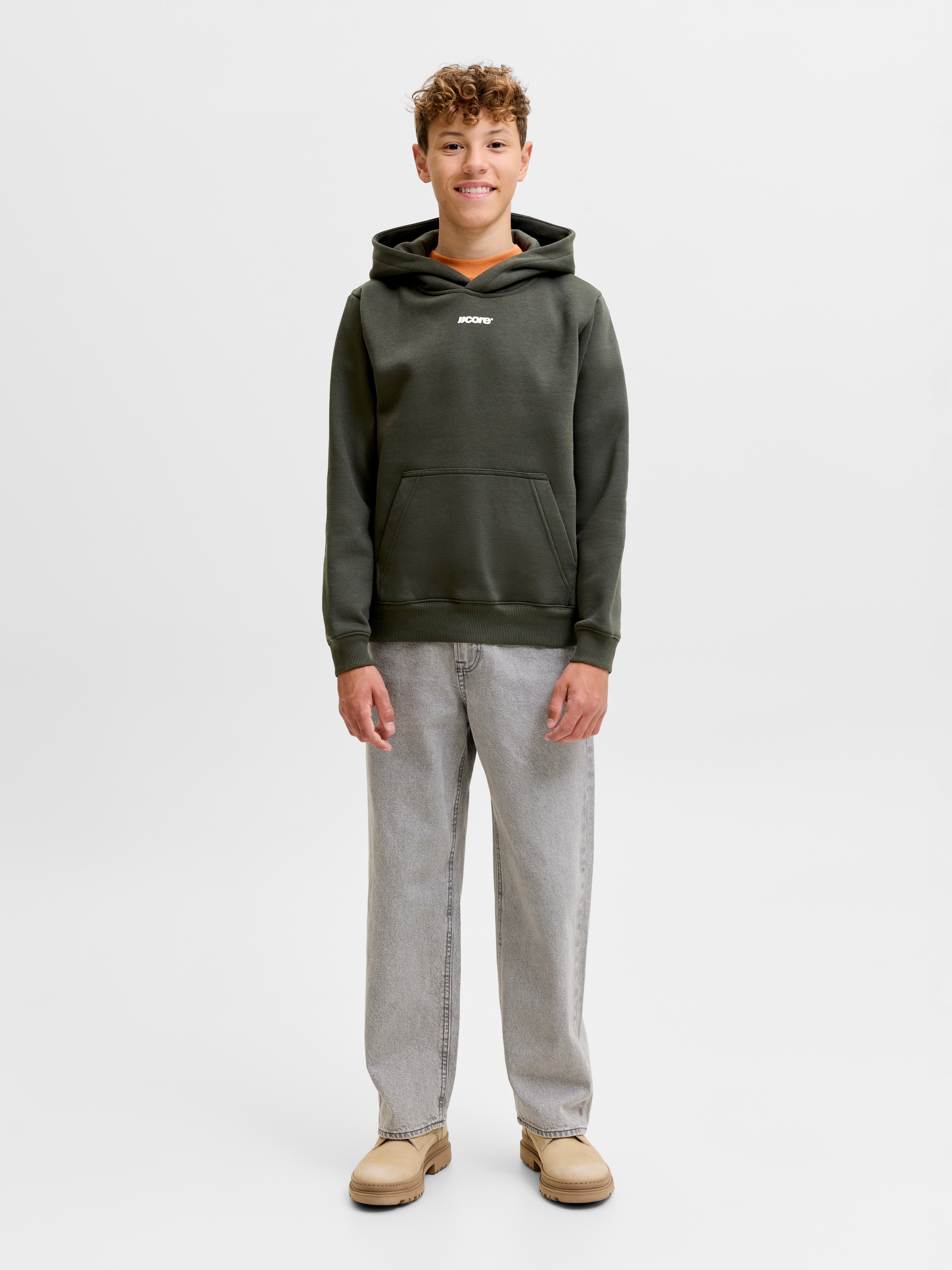 Jack & Jones Junior Kapuzensweatshirt »JCOCLUB BACK SCRIPT SWEAT HOOD SN JNR«, Baumwollmischung, locker geschnitten
