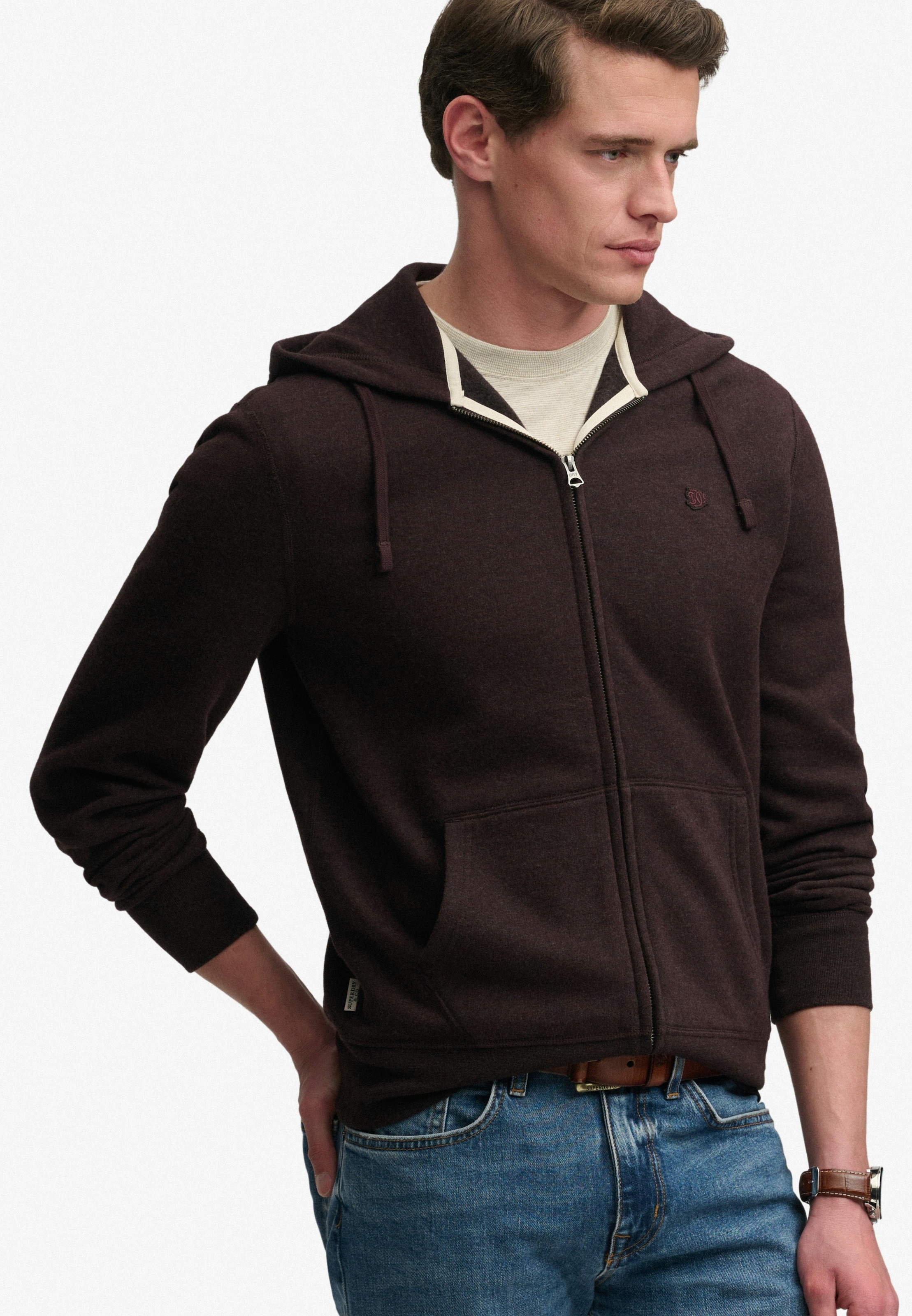 Superdry »ESSENTIAL SDCO LOGO ZIPHOOD« mélange coton, coupe régulière