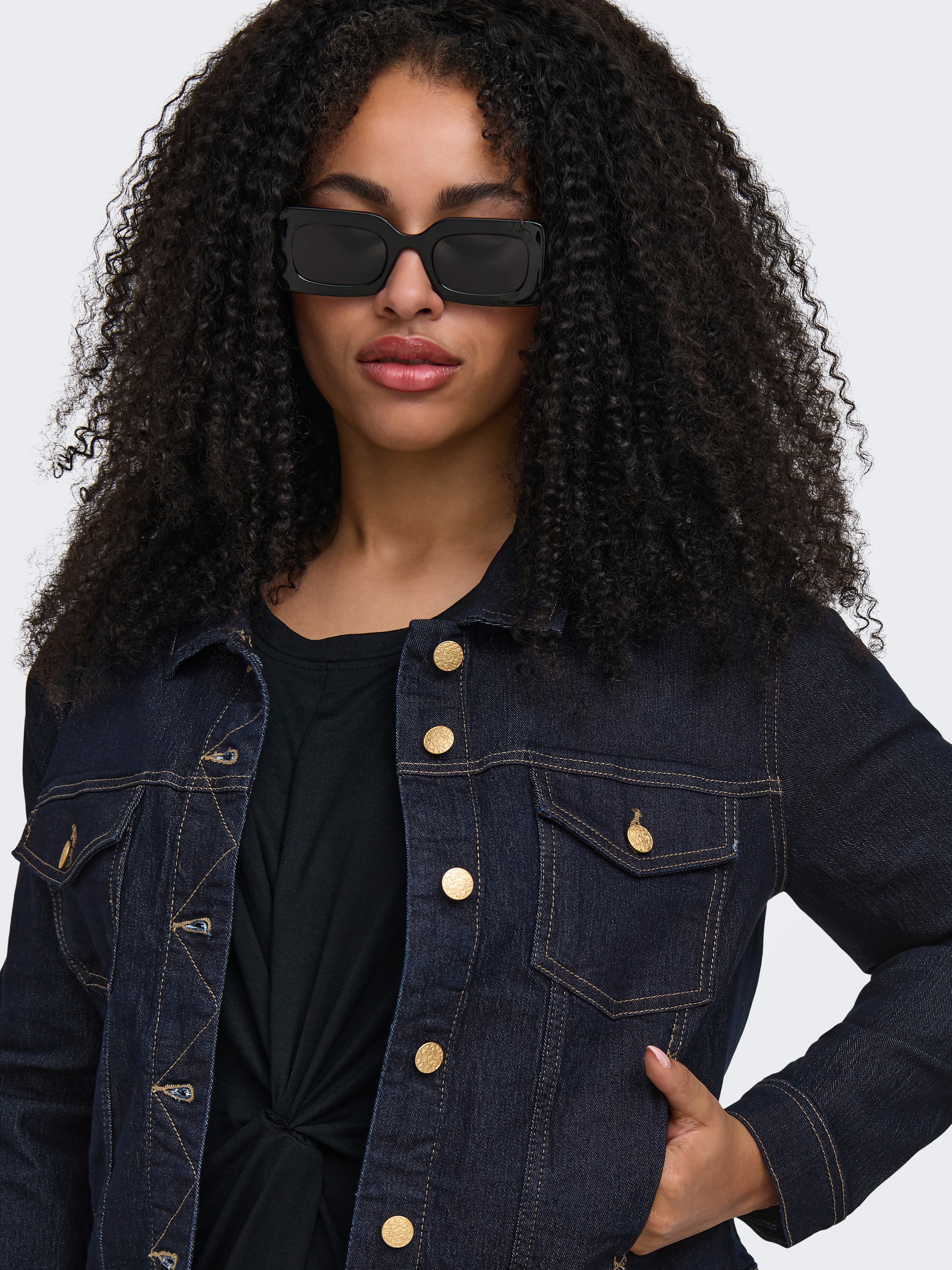 ONLY CARMAKOMA Veste en jean »CARWESPA LS RINSE JACKET DNM NOOS« mélange de coton, coupe régulière