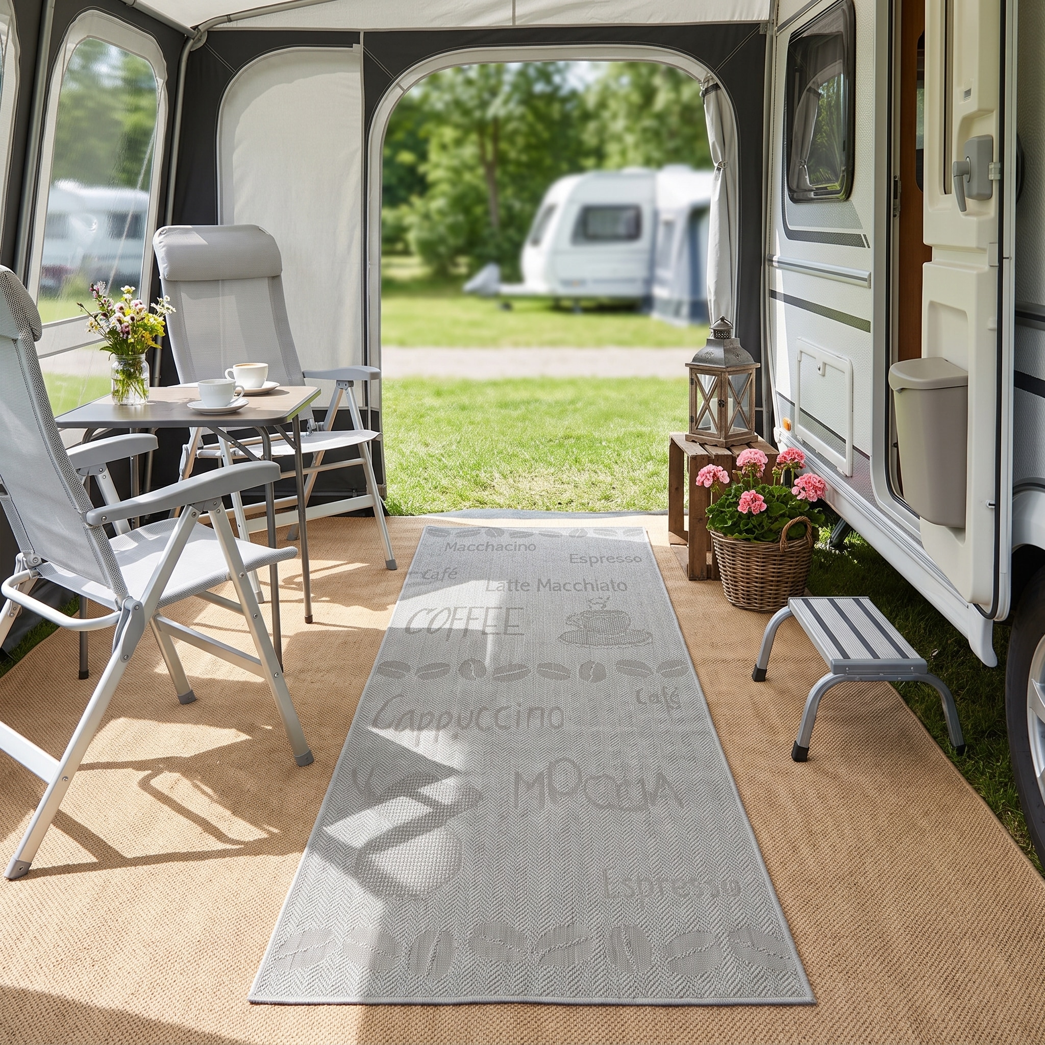 GOODproduct Chemin de table »Coffee, Kaffee-Motive, In- und Outdoor geeignet« Rectangulaire 5 mm Höhe résistant aux intempéries, résistant aux UV, coureur de cuisine, camping, balcon