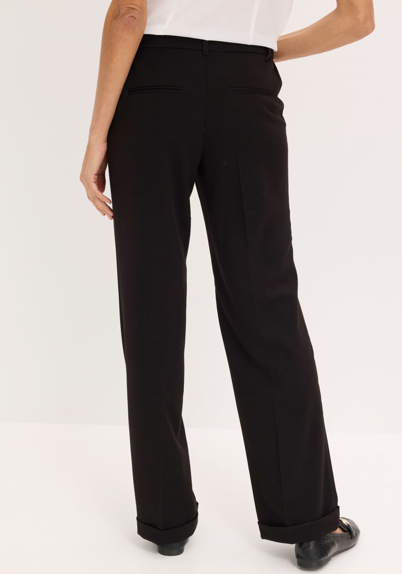 bonprix Pantalon marlène »Marlenehose«  weite Hose, mit Bügelfalte und Umschlagsaum, lockere Passform