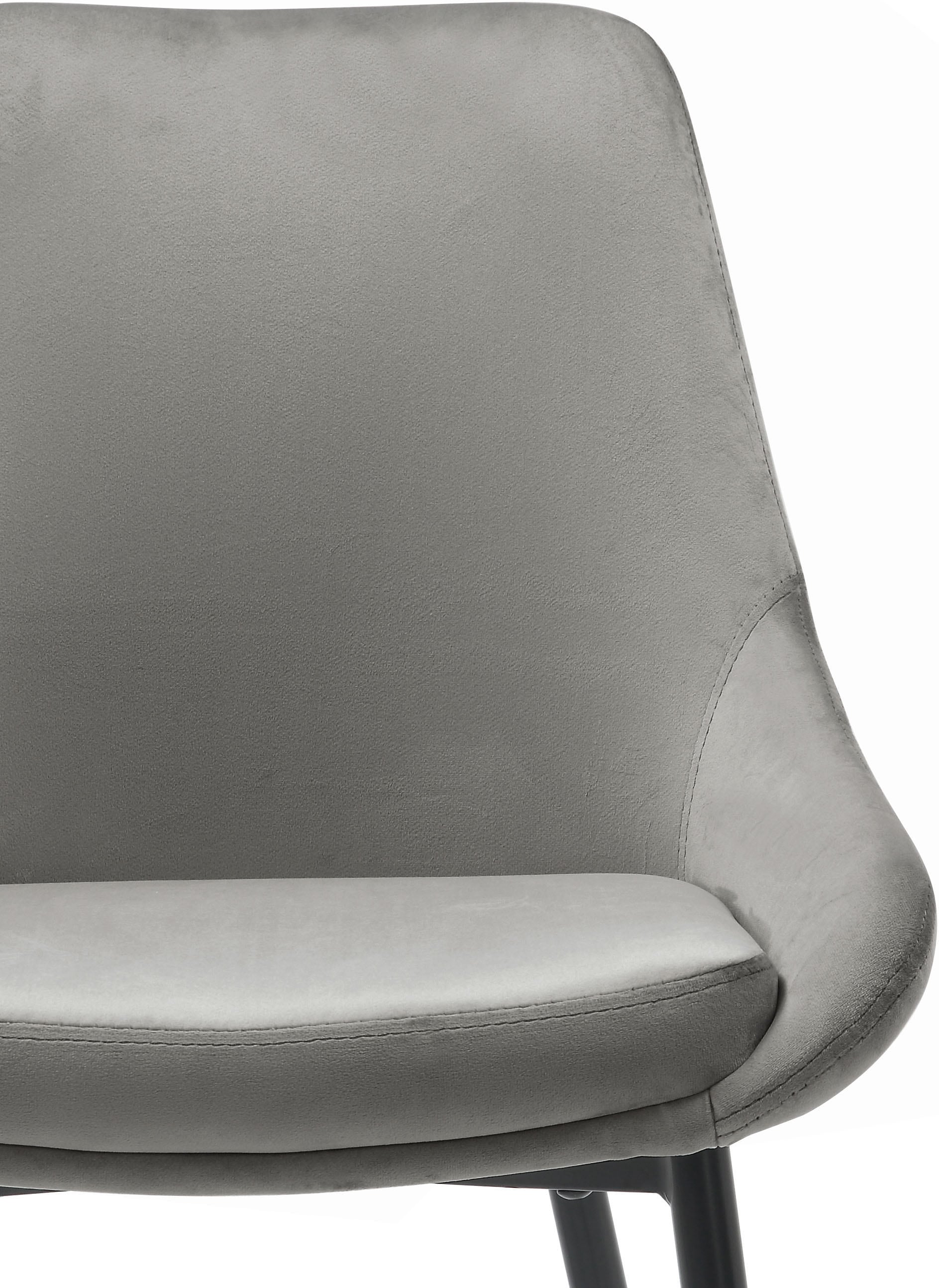 INOSIGN Esszimmerstuhl »Niam, Polsterstuhl« () 2er Set, schwarze Metallbeine, pflegeleichter Samtvelours Bezug