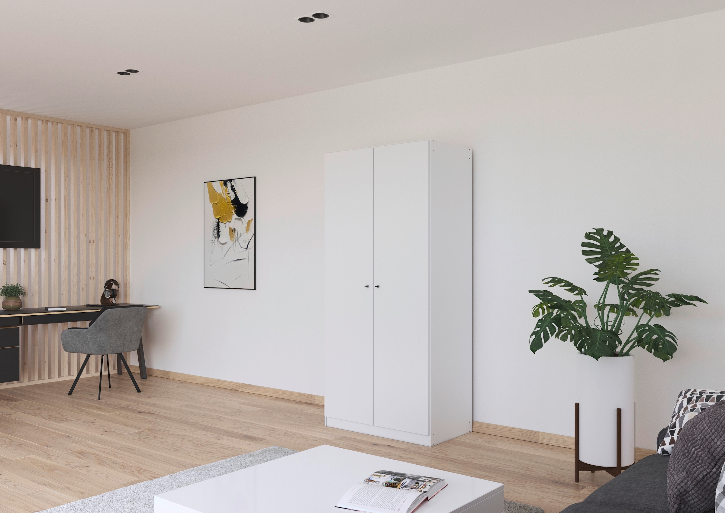 rauch Kleiderschrank »Schrank Garderobe Garderobenschrank Putzschrank Wäscheschrank BERGHEIM« Breite/Höhe/Tiefe: 91/197/54 cm,  viel Stauraum, abschliessbar mit insgesamt 4 Schlüsseln MADE IN GERMANY