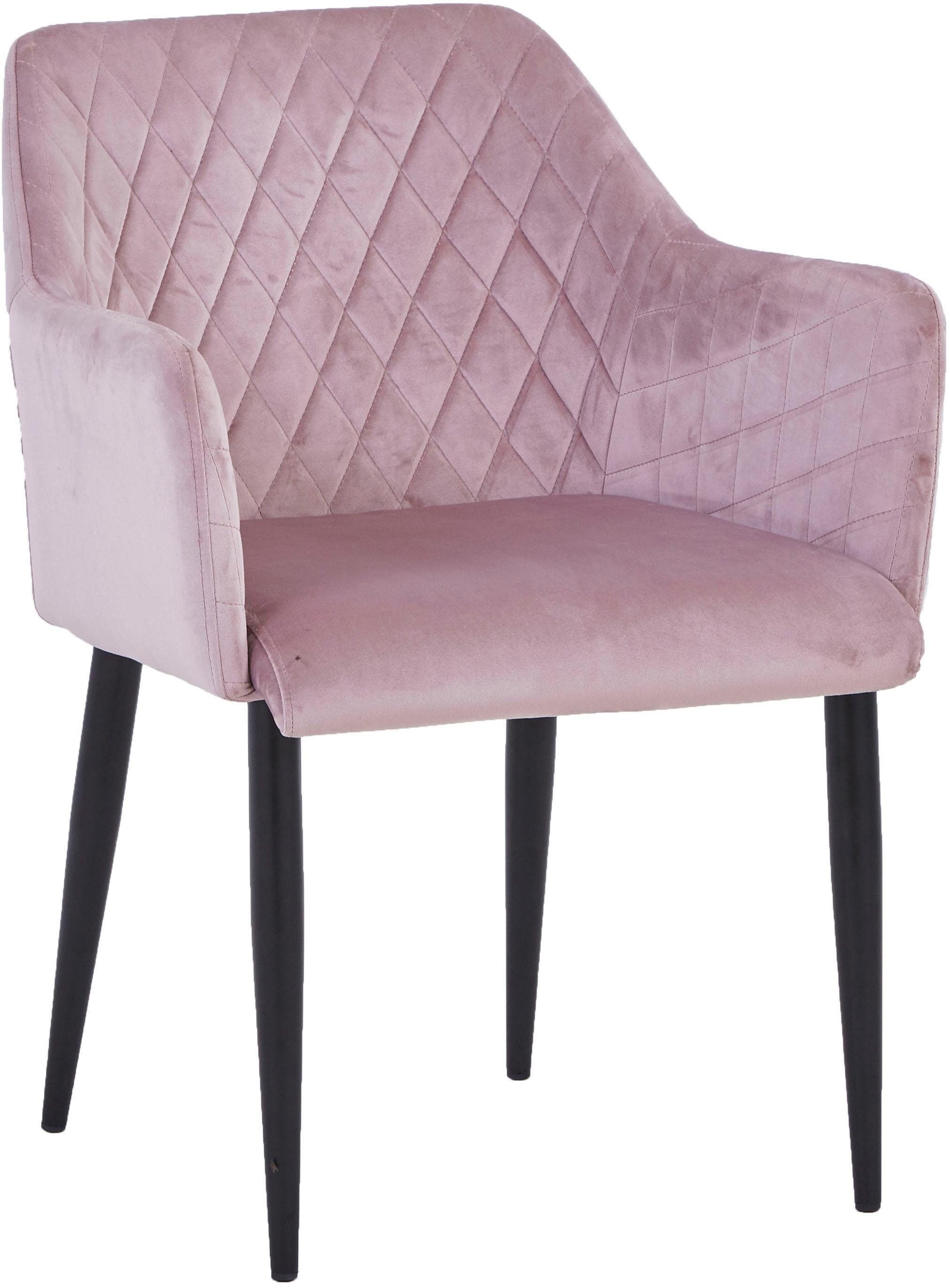 SIT Chaise rembourrée »2er-Set Armlehnstuhl Samt Altrosa mit Stahlgestell« (Ensemble) 2 cuisCouture en losange élégante avec aspect velours de haute qualité
