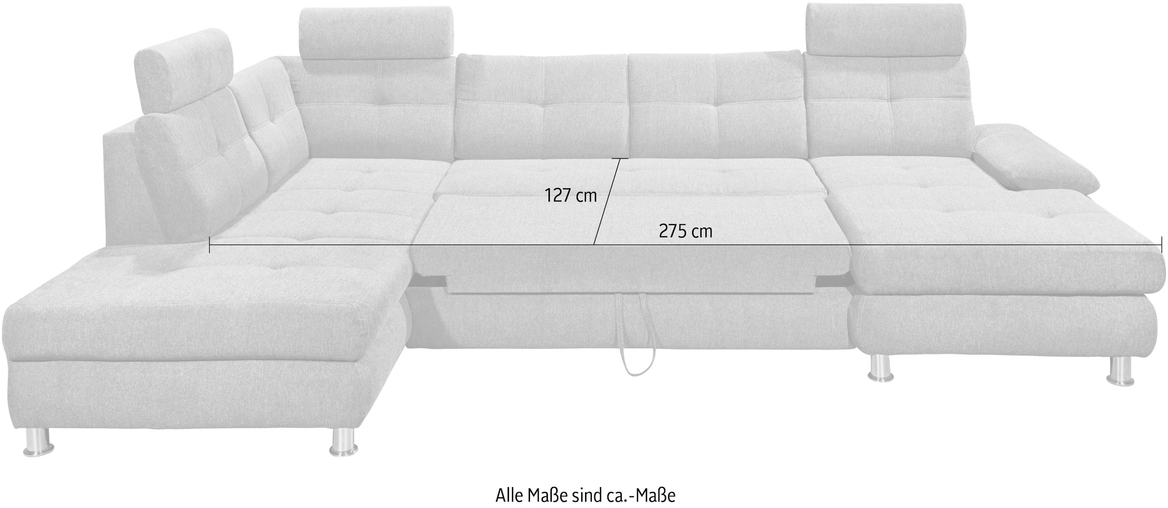 ED EXCITING DESIGN Paysage de salon »Alba U-Form« mit Bettfunktion, Bettkasten, Armteilverstellung & Kopfstützen
