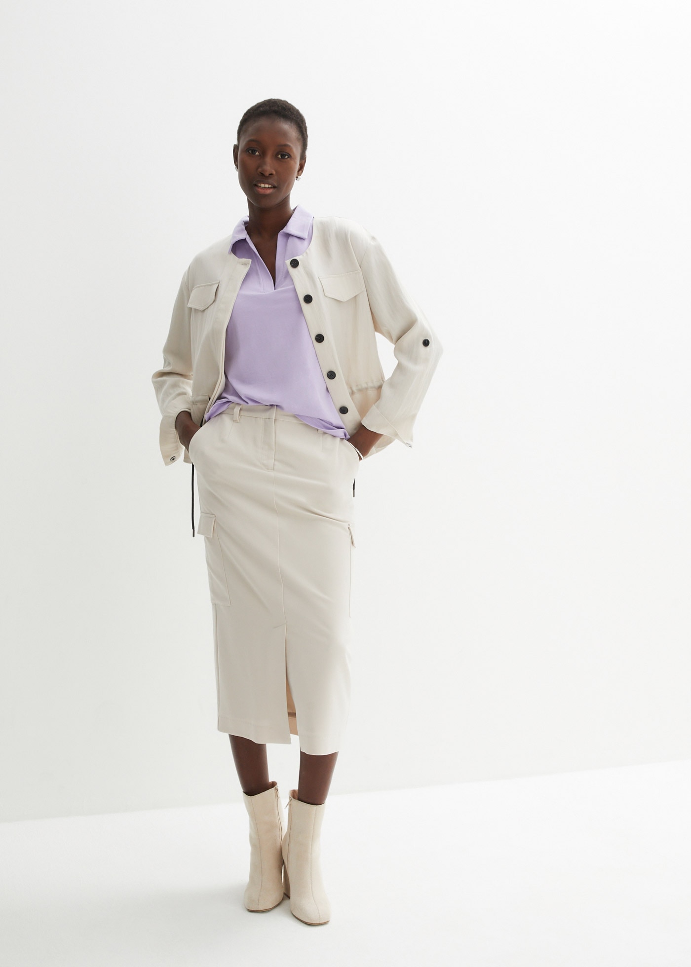 bonprix T-shirt Regular Fit Passform, Kurzarm, offener Polokragen