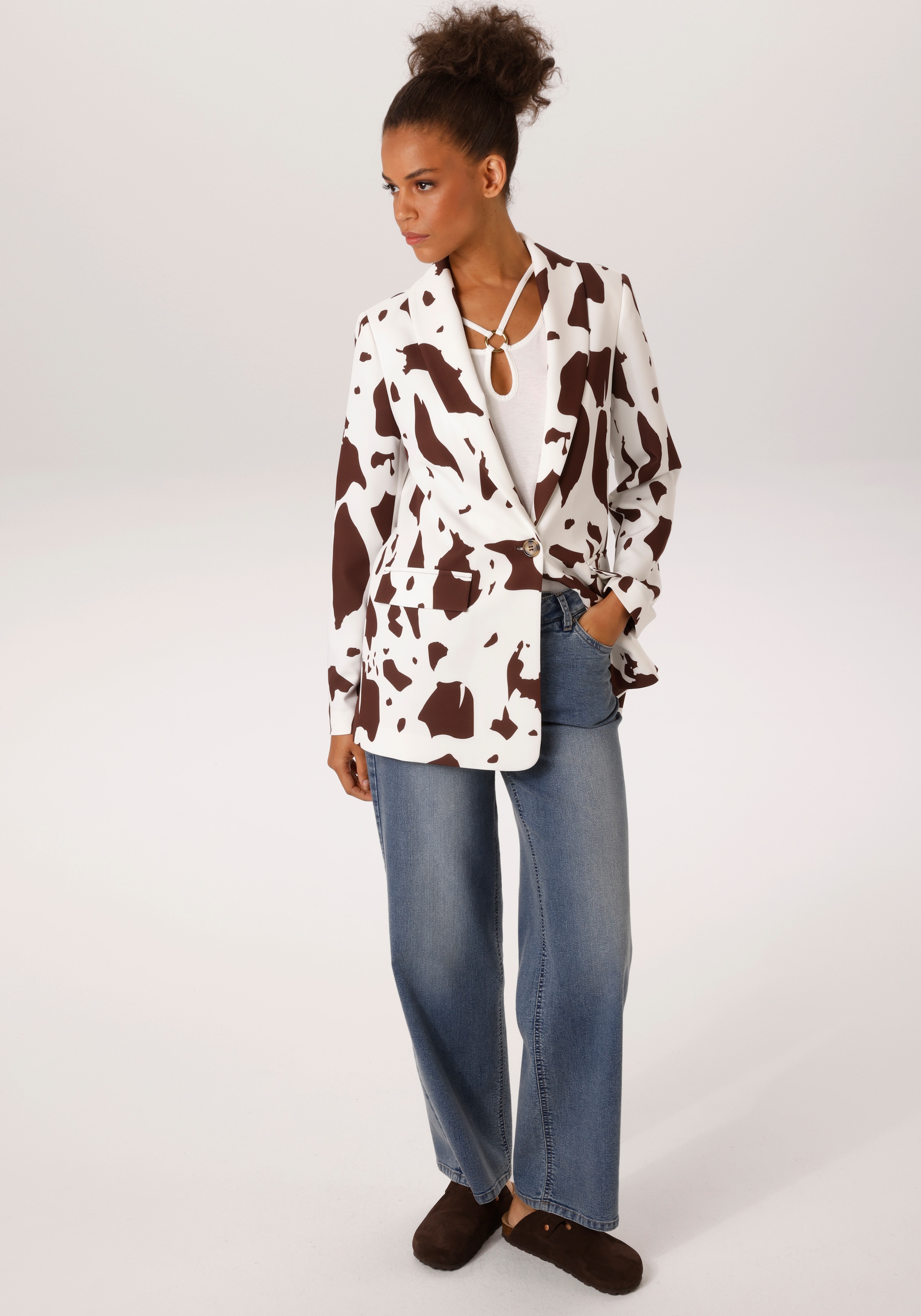 Aniston CASUAL Blazer long mit topaktuellen Kuh-Flecken -jedes Teil ein Unikat - NEUE KOLLEKION