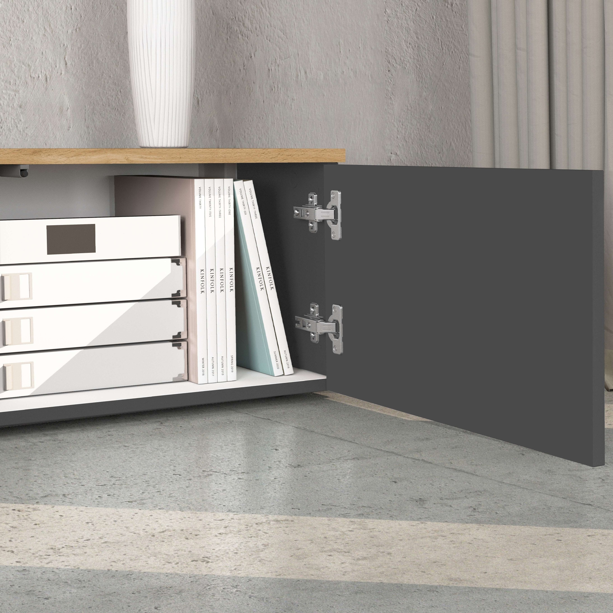 GOODproduct Table basse »ISEO, TV-Kommode,TV-Möbel,TV-Bank, 3 Fächer, Breite 210 cm« 1 cuis tlg. stehend/hängend, 1 Klappe, 2 Türen, 3 Fächer, Breite 210 cm