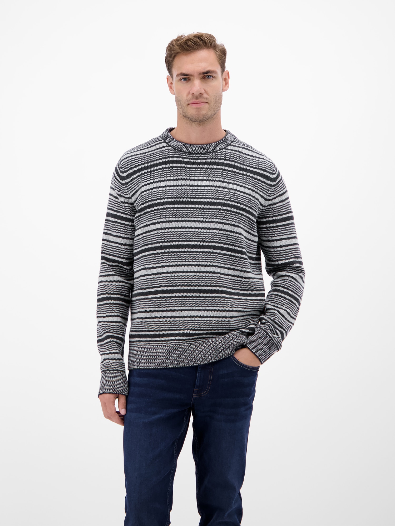 LERROS Pull en tricot »LERROS Herren Crewneck-Stricker, gestreift«