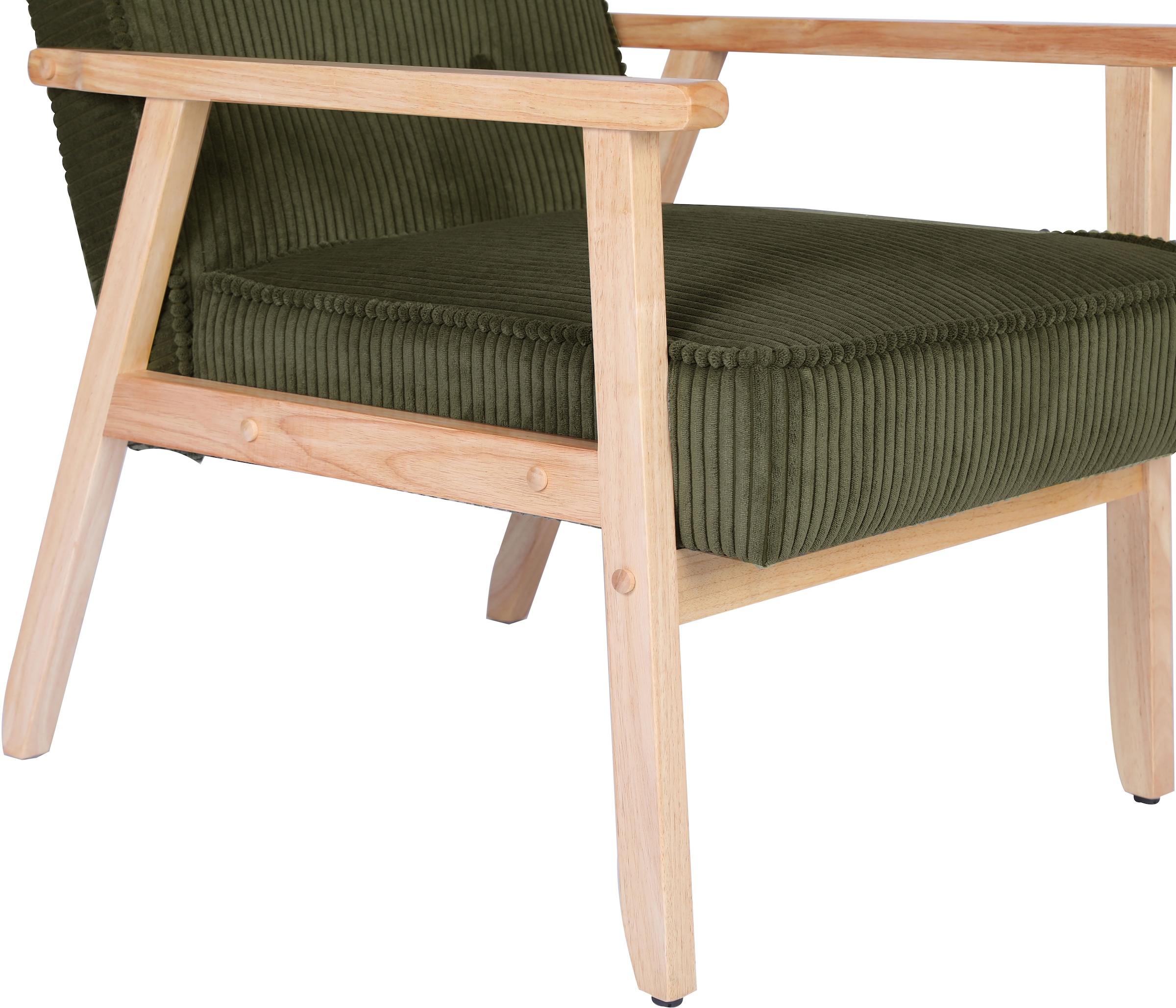 Home affaire Loungesessel »MENONRI mit Armlehnen aus Massivholz« Relaxsessel, Lese-Sessel, Cocktailsessel in Cord und Webstoff