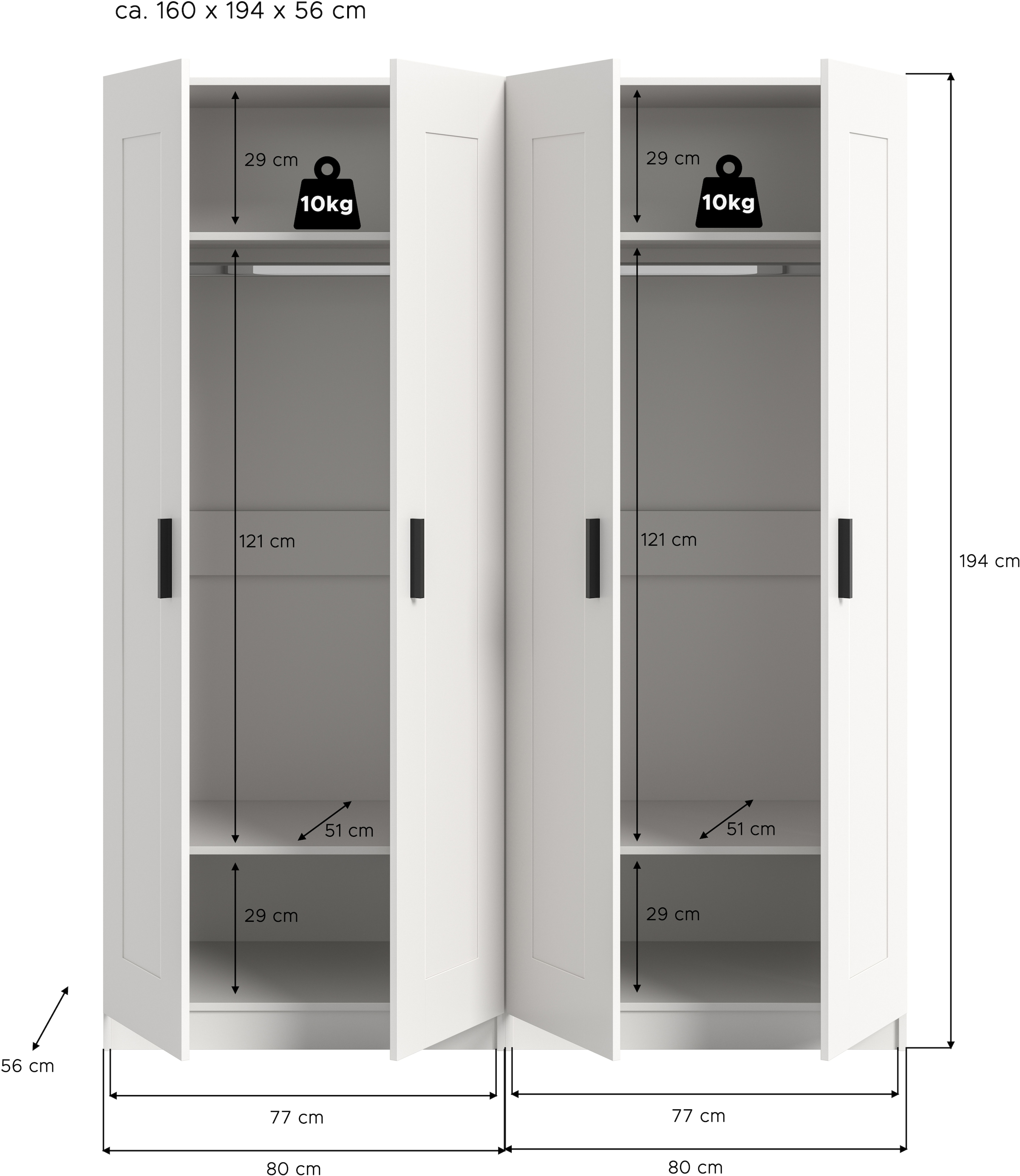 Home affaire Armoires à vêtements »Farmsen, TOPSELLER!, Schlafzimmerschrank, Garderobe, Schrank« Schrank-Kombi, Schlafzimmer, Garderobenschrank, Flur,  Set best. aus: 2 Kleiderschränken, individuell platzierbar