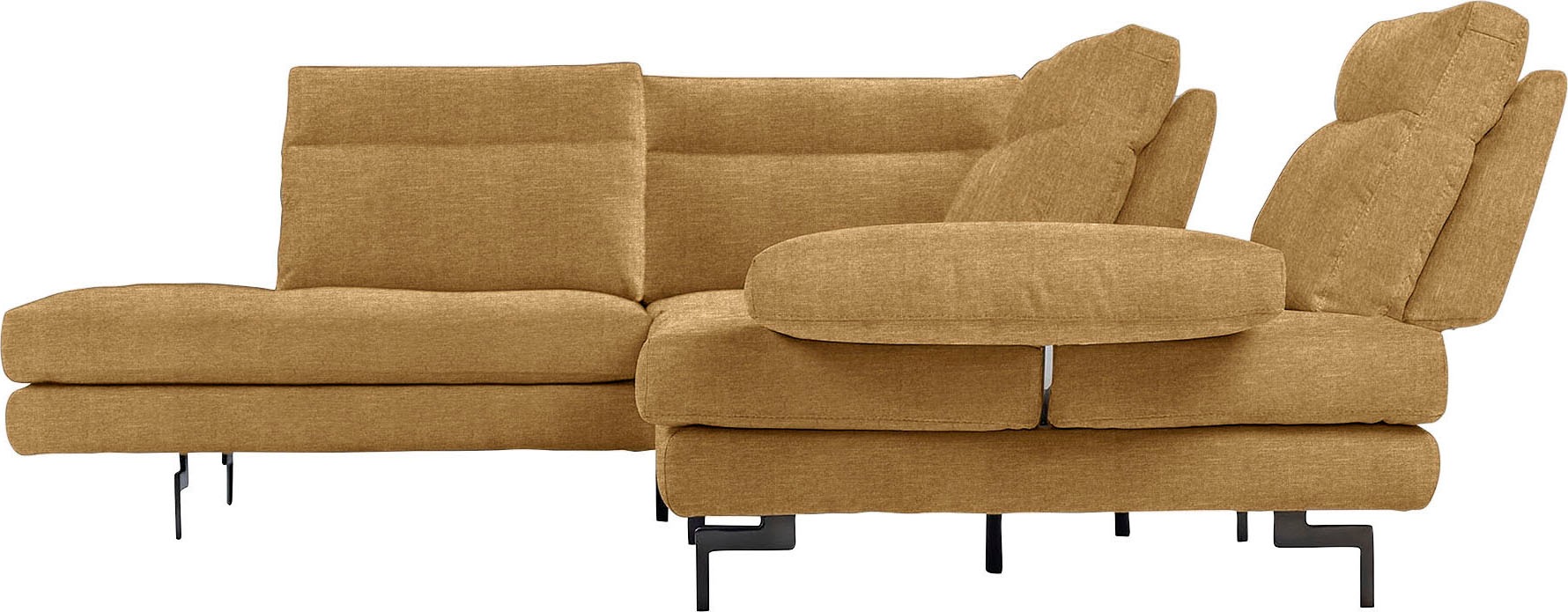 CALIA ITALIA Canapé d'angle »Toby Wing, B/T: 288/232 cm, Designsofa mit sensationellem Sitzkomfort« L-Form, Sitztiefenverstellung, funktionale Ecke, Füsse in schwarz matt