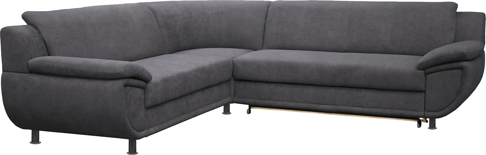 TRENDMANUFAKTUR Canapé d'angle »Rondo wahlweise mit Schlaffunktion, 267x247 cm (BxT), breite Armlehnen« forme en L, option ressort disponible, pieds noirs