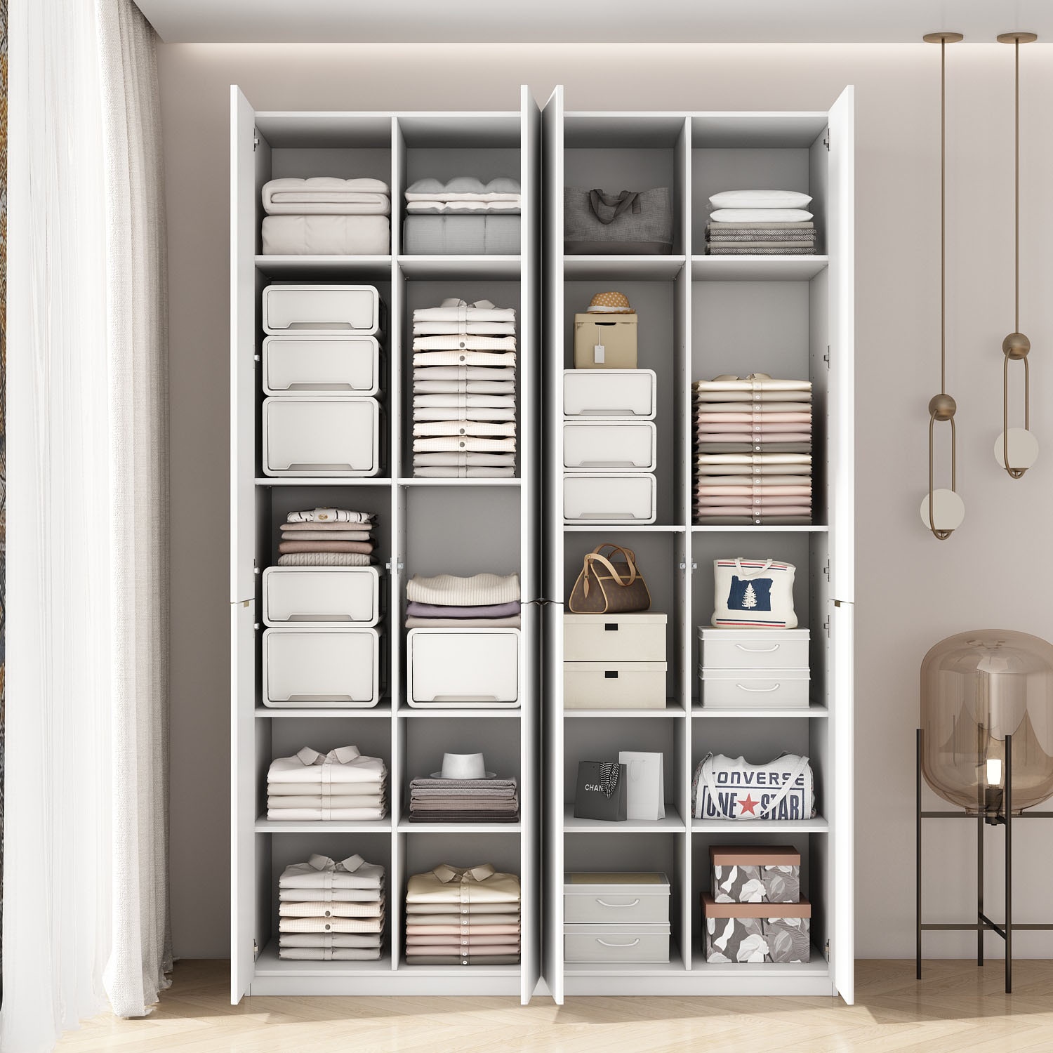 GOODproduct Kleiderschrank »Jorella Schlafzimmerschrank Garderobe mit Softclose« eleganter Schlafzimmerschrank Rillendesign Trend Breite 161cm
