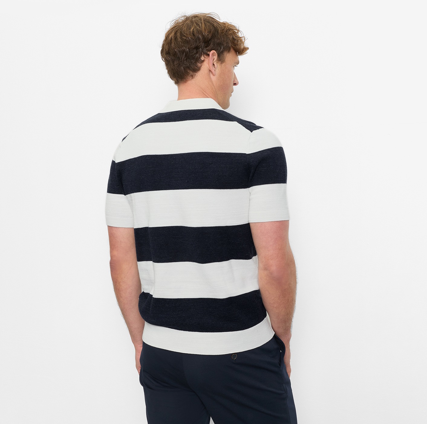 OLYMP T-shirt à manches courtes mit Block-Streifen und im Strick-Look