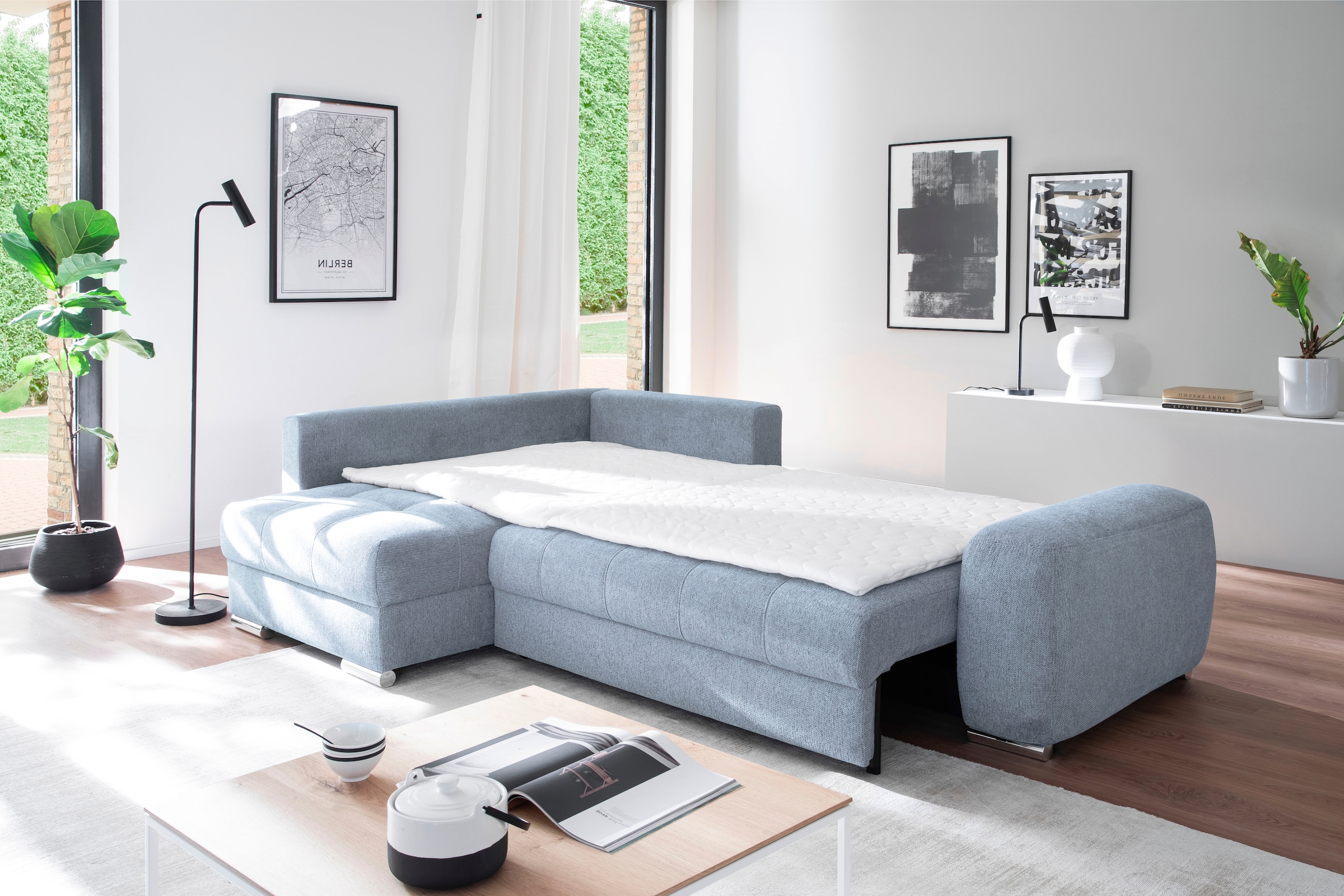 Mr. Couch Canapé d'angle »Mykonos, L-Form, Dauerschläfer« Mit Boxpring-Taschenfederkern