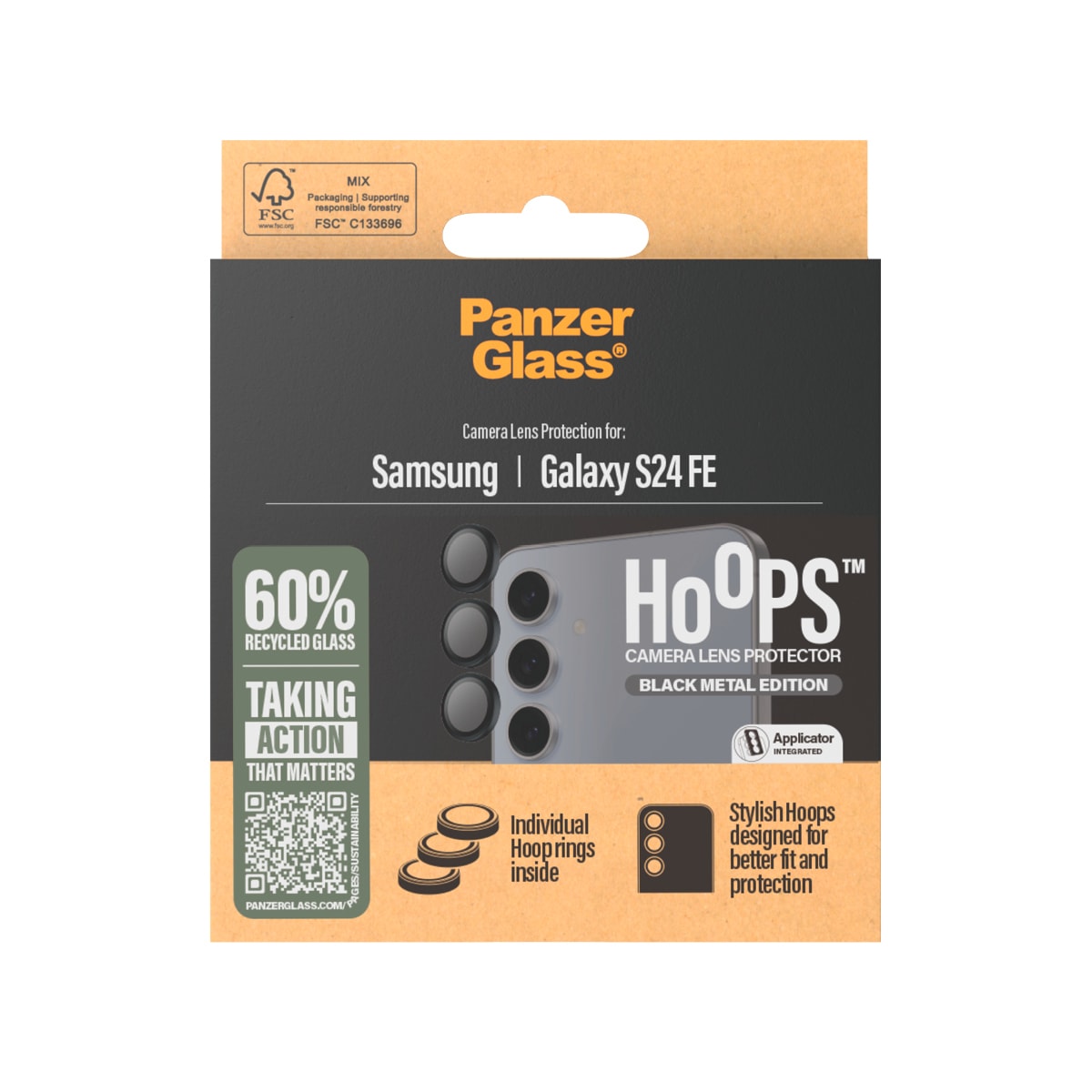 CARE by PanzerGlass Verre de protection pour appareil photo »Hoops Camera Lens Protection« für Samsung Galaxy S23 FE Kameraschutz, Schutzfolie, Linsenschutz, kratz- & stossfest