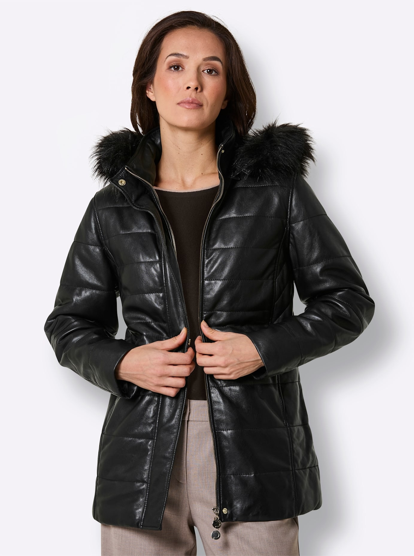 Mainpol Veste en cuir mit Kapuze
