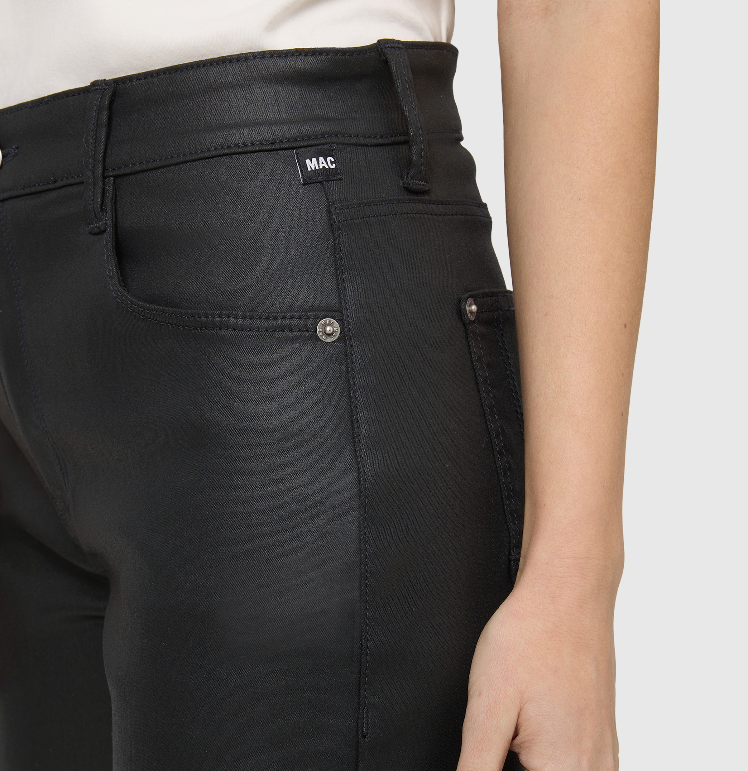 MAC Pantalon imitation cuir »Danny 2.3 coated«  Coupe ample, jambe évasée, forme O