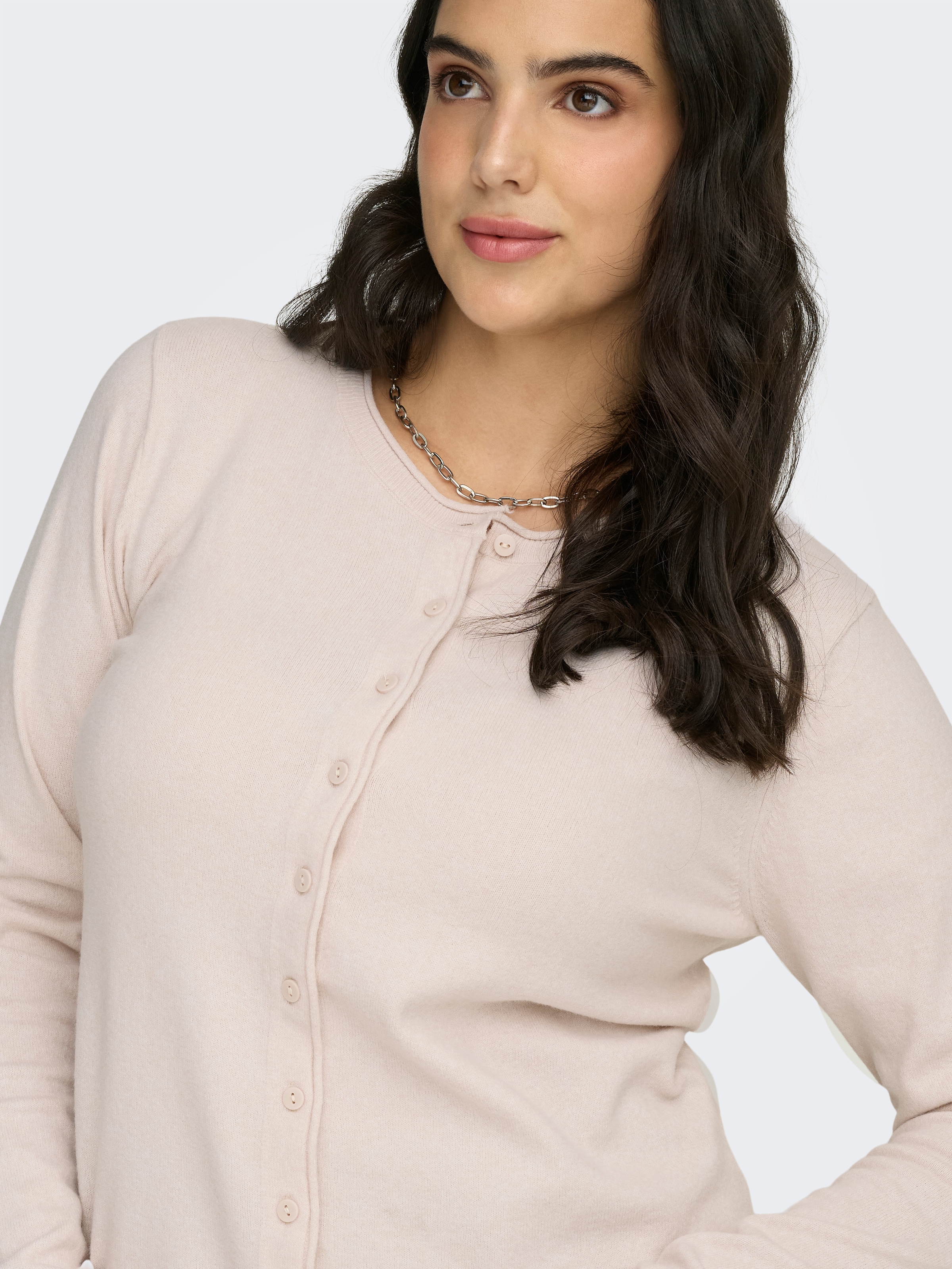 ONLY CARMAKOMA Strickjacke »CARLOYAL LIFE LS O-NECKBU CARDI KNT NOOS« Kunstfaser, Feinstrick