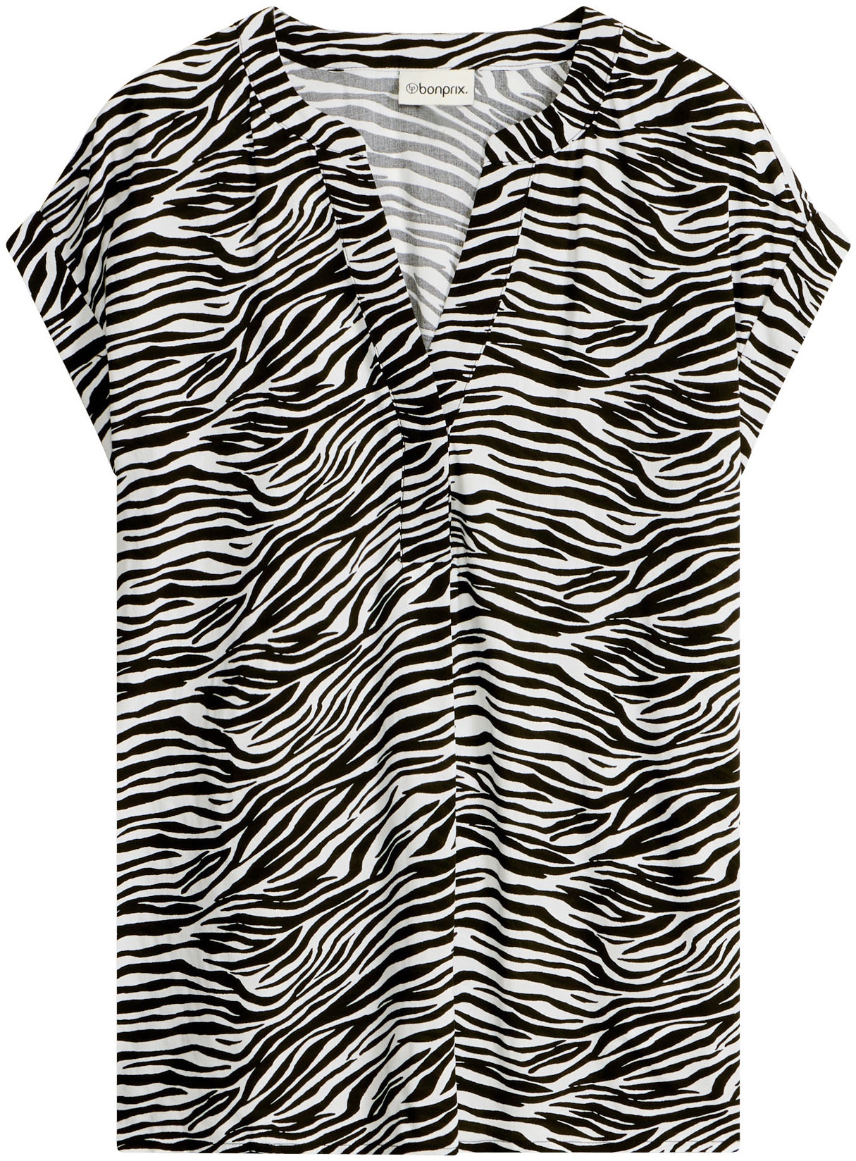 bonprix Tunique look élégant, manches courtes, coupe regular fit, col henley