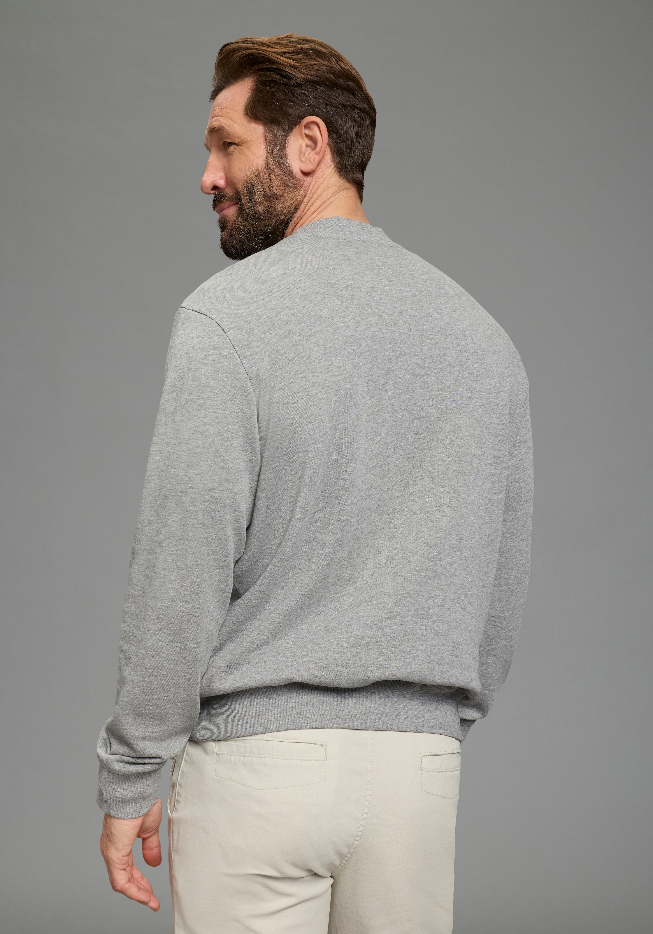 Man's World Sweat-shirt, 2 pièces mit Rundhalsausschnitt, unifarben, Langarm, normale Passform
