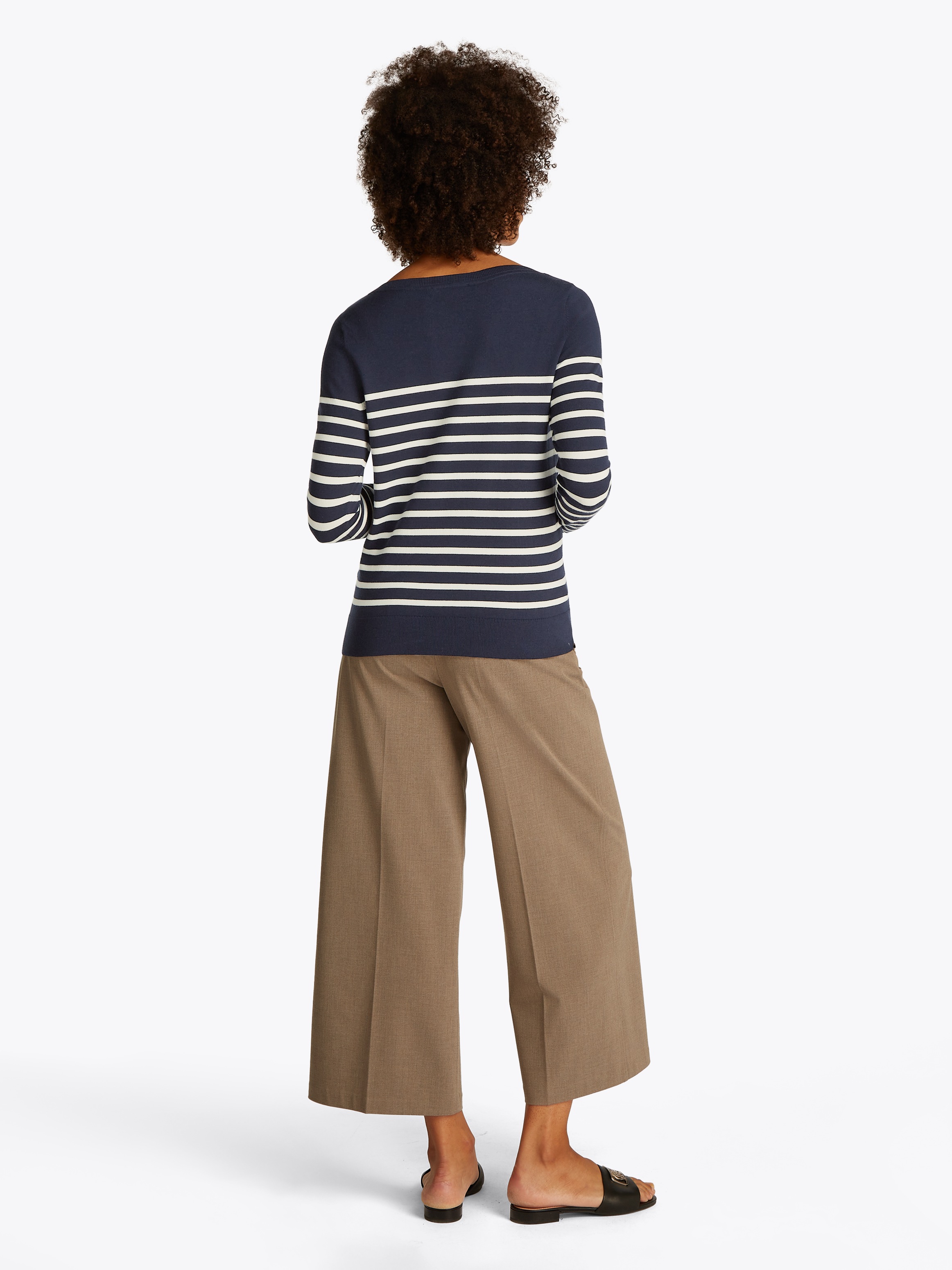 Tommy Hilfiger Pull en tricot »CO JERSEY STITCH BOAT-NK SWEATER« mit Tommy Hilfiger Logo-Flag am Ärmel